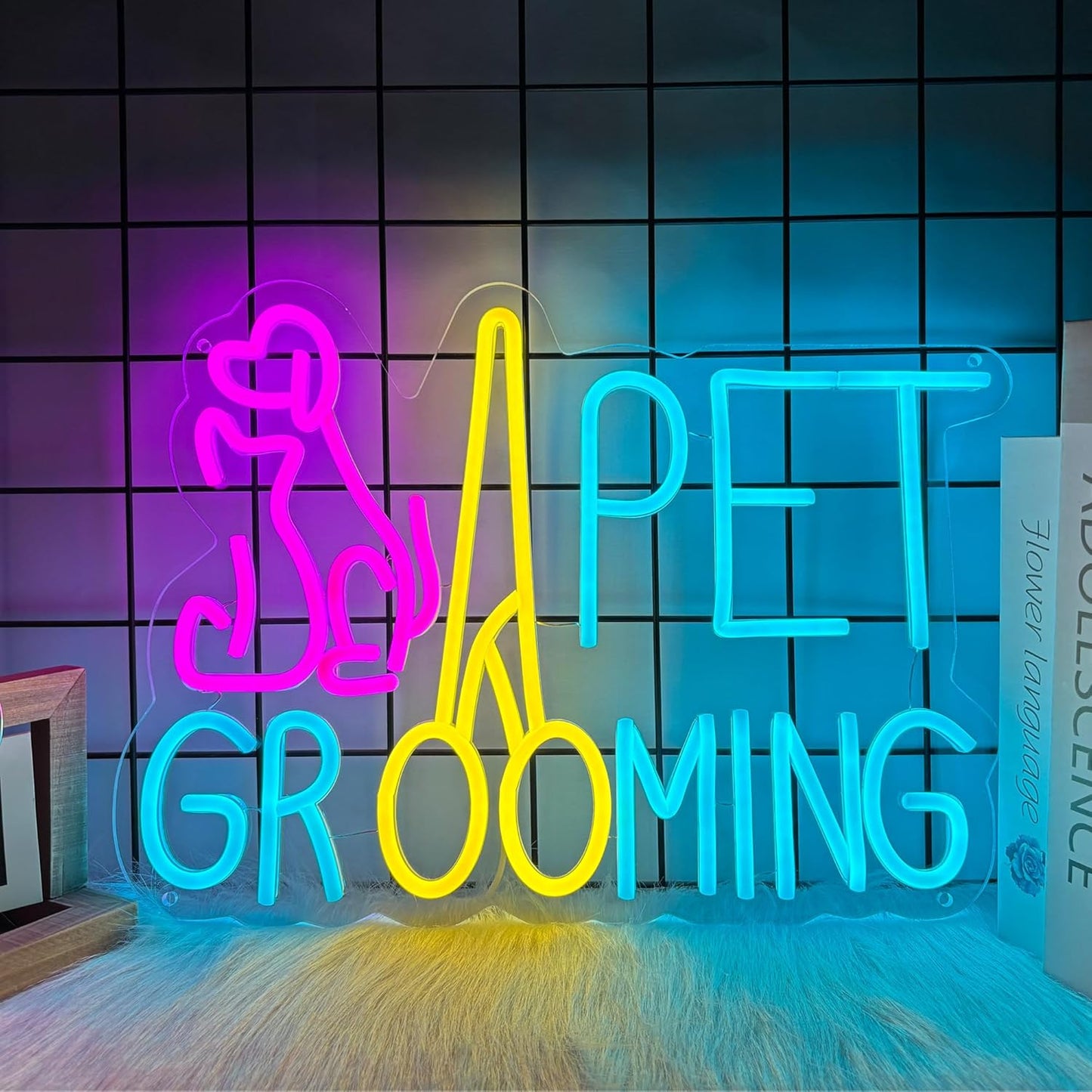 Pet Grooming Neon Sign for Wall Decor,Kids USB Powered Pet Grooming Led Sign, Reusable Pet Grooming Light Up Sign for Boys and Girls, Light Up Sign for Bedroom and Livingroom