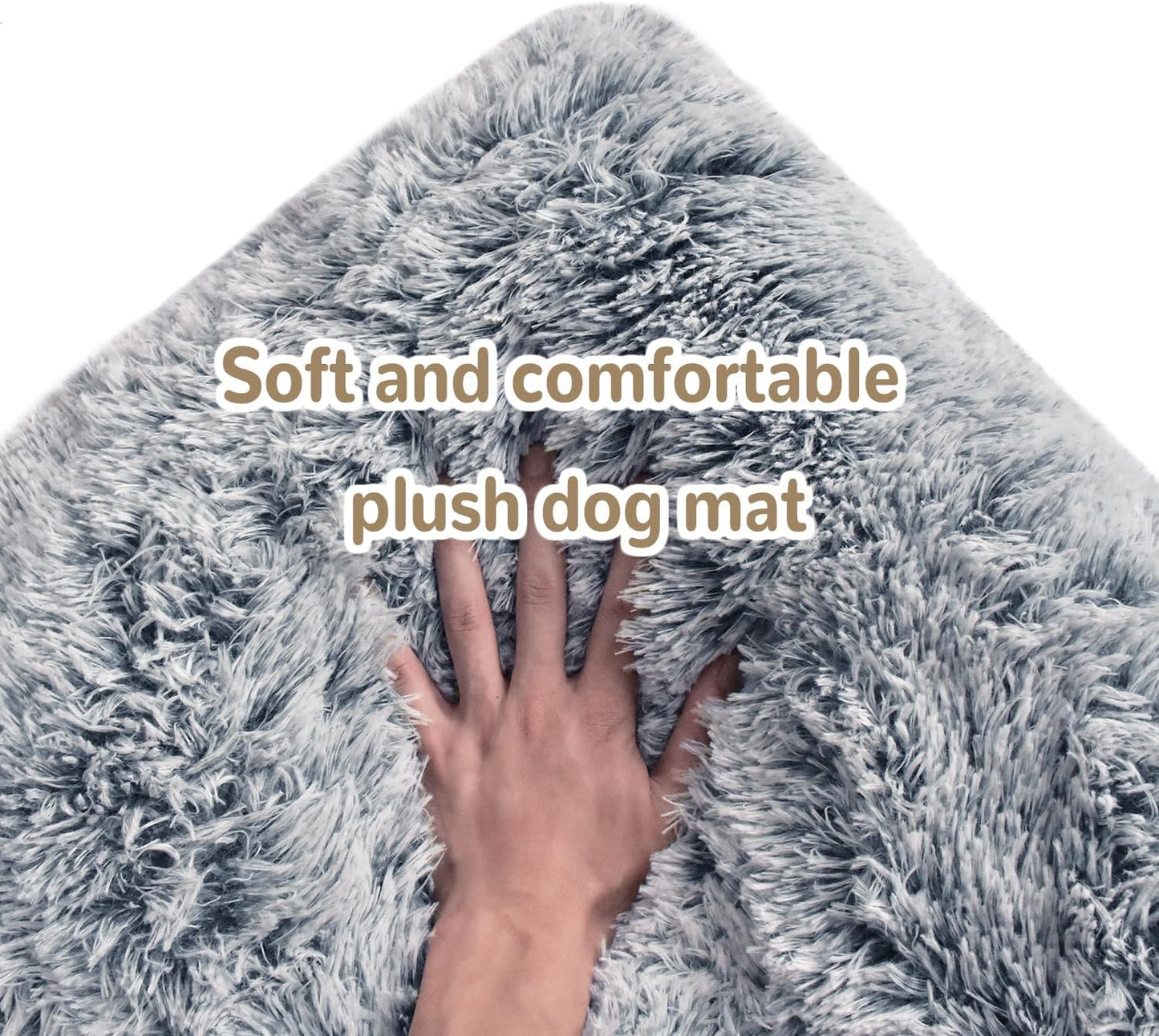 Dog Bed for Medium, Small Dogs Breeds,Deluxe Plush Dog Crate Beds, Comfy Kennel Pad, Washable Pet Sleeping Mat, Non-Slip Bottom, Grey 36 X 24 in