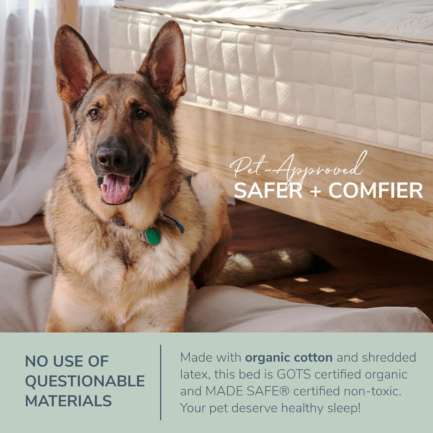 Naturepedic Organic Large Pet Bed - Super Plush Dog & Cat Beds - Ultra Supportive Dog Bed Mat - Ideal Pet Bed with No Polyurethane Foam - 35" x 22" x 4"