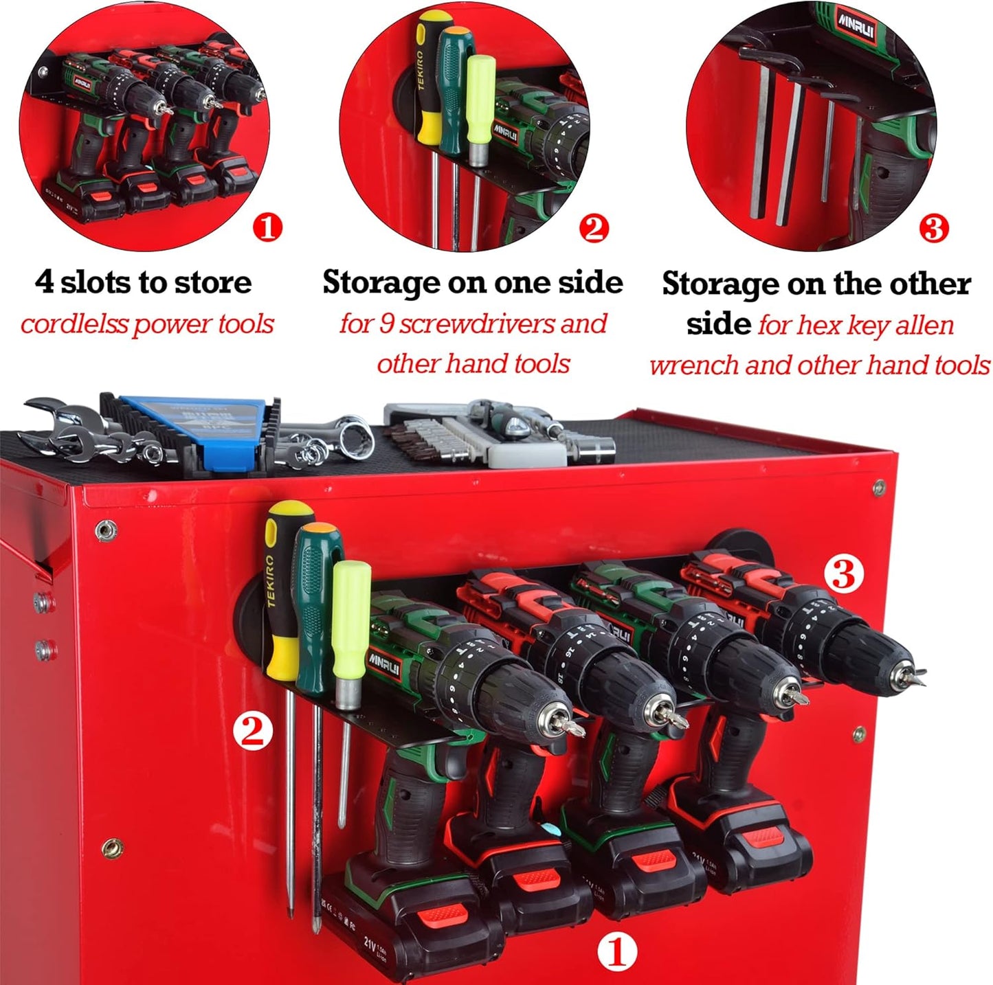 ULIBERMAGNET Power Tool Organizer, Utility Storage Rack Shelf with Screwdriver Holder,Wall Mount Heavy Duty Cordless Drill Holder,Removable Tool Rack Suitable for Garage, Workshop and Warehouse