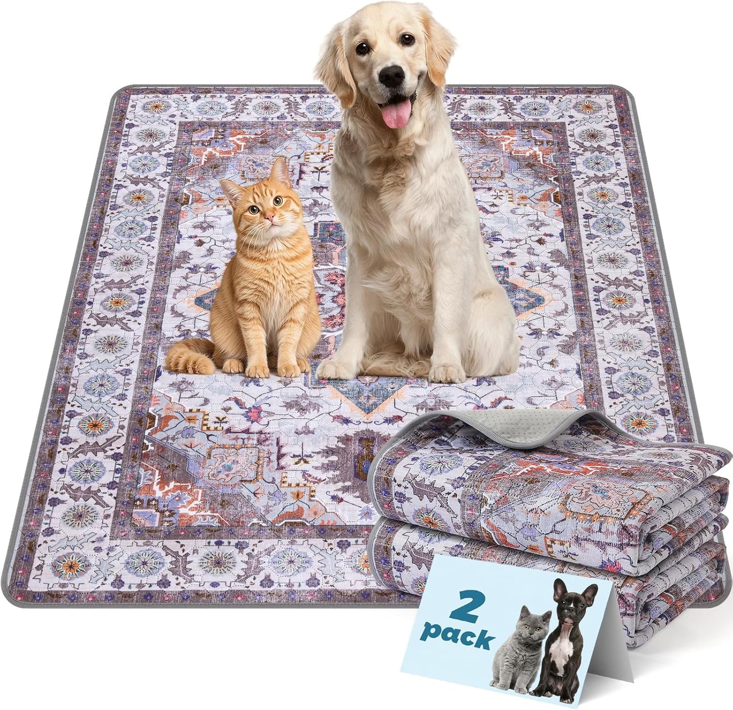 Washable Pee Pads for Dogs and Cats, Non-Slip and Leak-Proof Pee Pads, 100% Waterproof Reusable Puppy Training Mats for Puppy Playpen, Crate, Whelping Box, Potty Training