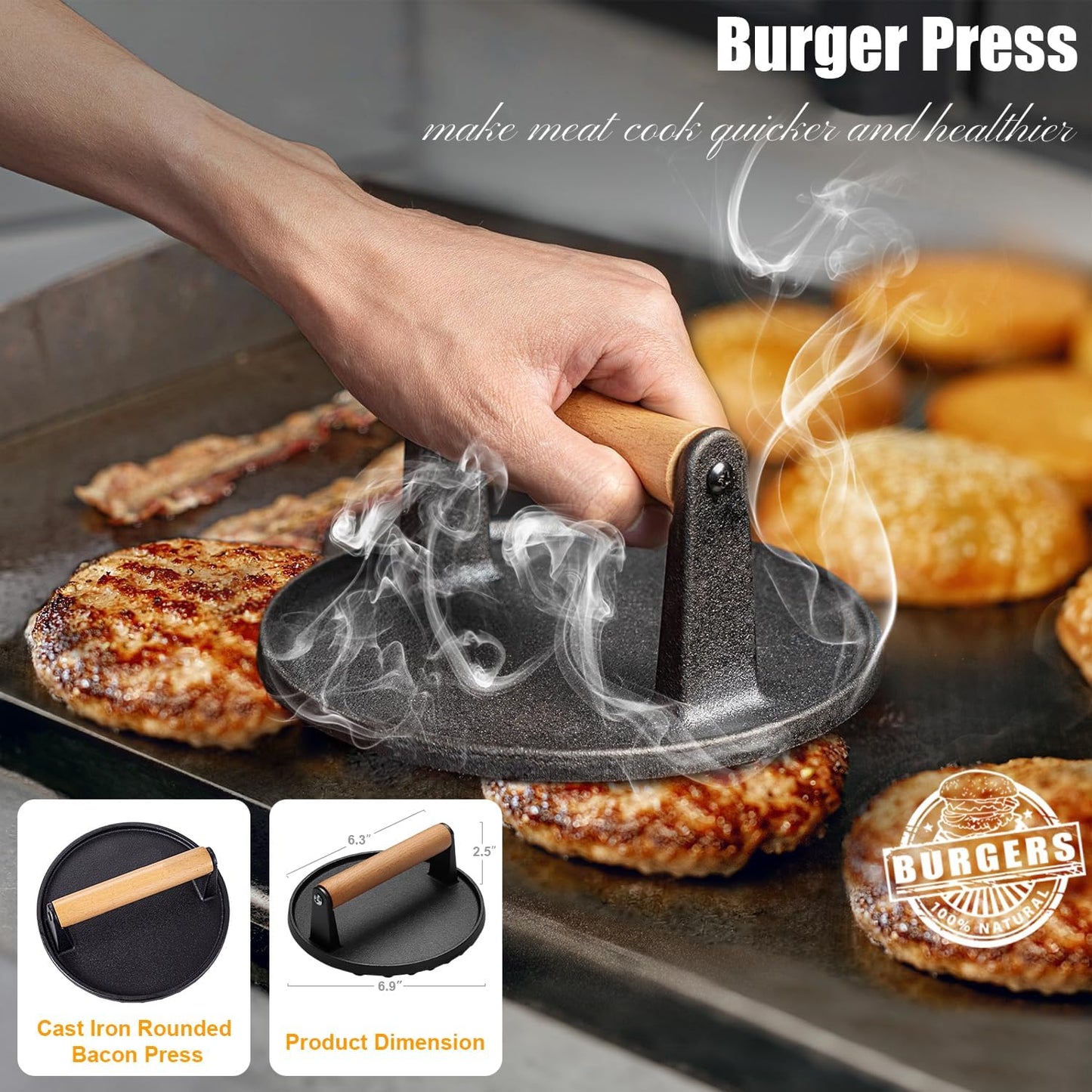 27pcs Griddle Accessories Kit for Blackstone, Professional Hibachi Flat Top Grill Tools, Enlarged Spatula Gift Set with Basting Cover，Burger Press Patty Maker for Outdoor BBQ Teppanyaki