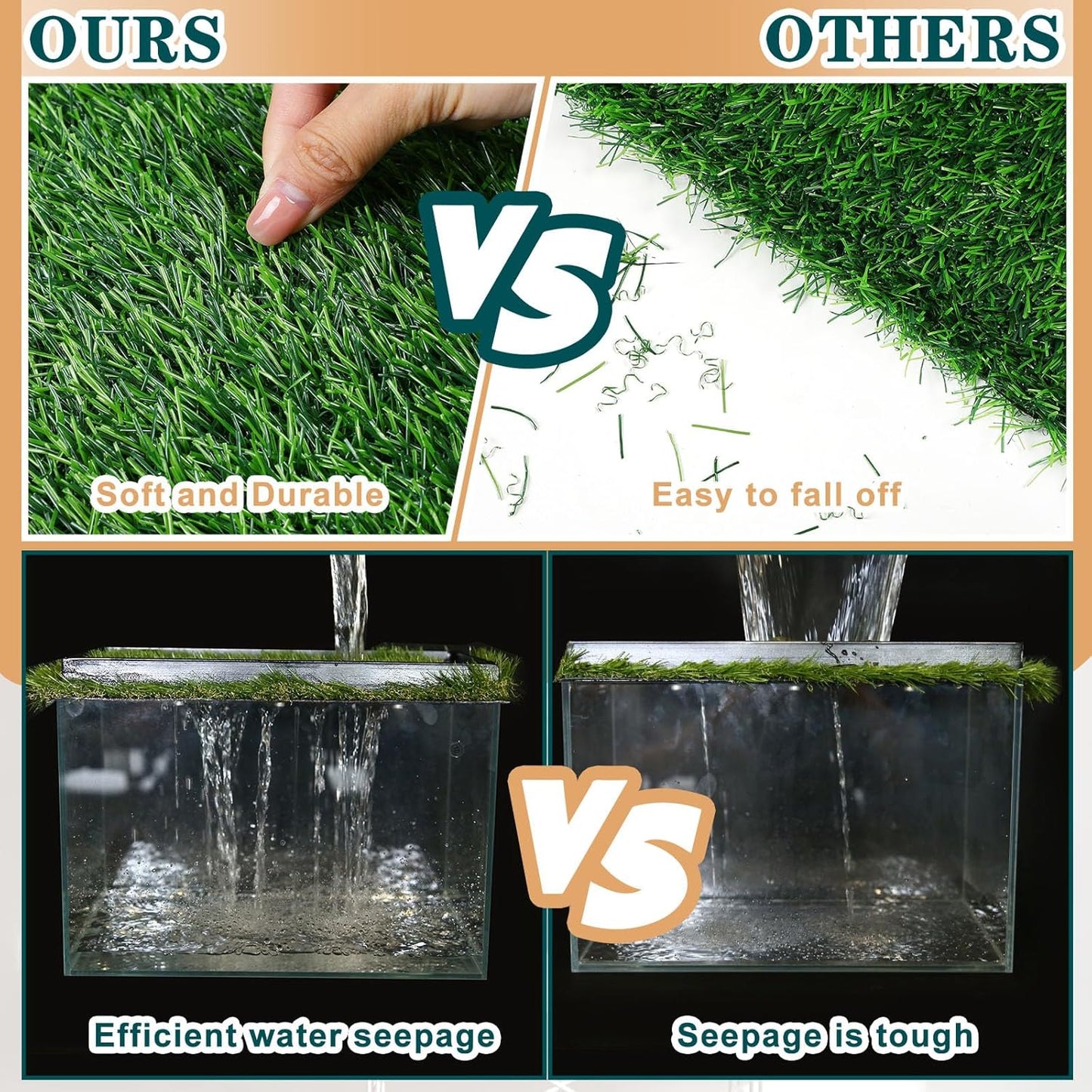 Kigley 4 Pcs Artificial Grass Guinea Pig Pee Pads Reusable 18 x 14 Inch Rabbit Grass Mat Washable Turf Fake Grass Replacement Pad for Potty Training Bunnies Chinchillas Puppies Small Pets
