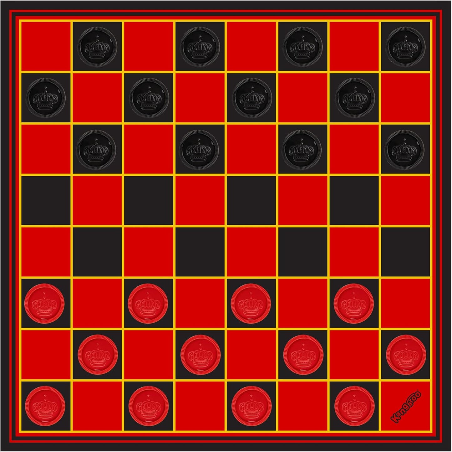 Kangaroo - Multiplayers Strategy Checker Board Game for Kids & Adults - Portable Educational Travel Cardboard Checkers - Includes Large Board w/ 24 Checkers (12 Red and 12- Black) 15x15 Inches