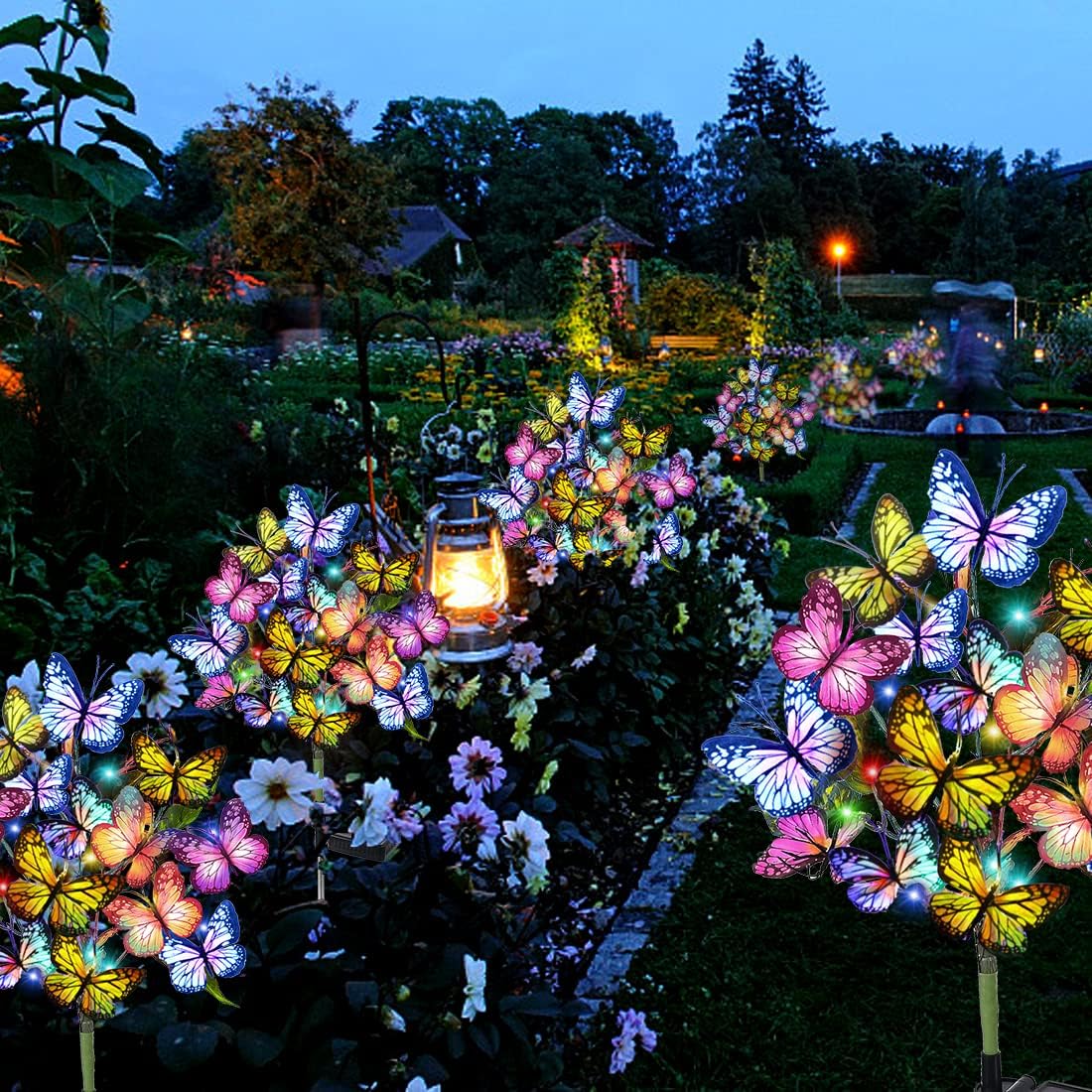 Solar Garden Lights Solar Lights Outdoor Waterproof Decorative 4 Pack with 88 LED 68 Butterfly Solar Lights for Garden Yard Decor Christmas Decorations, Gifts for Mother's Day Mom