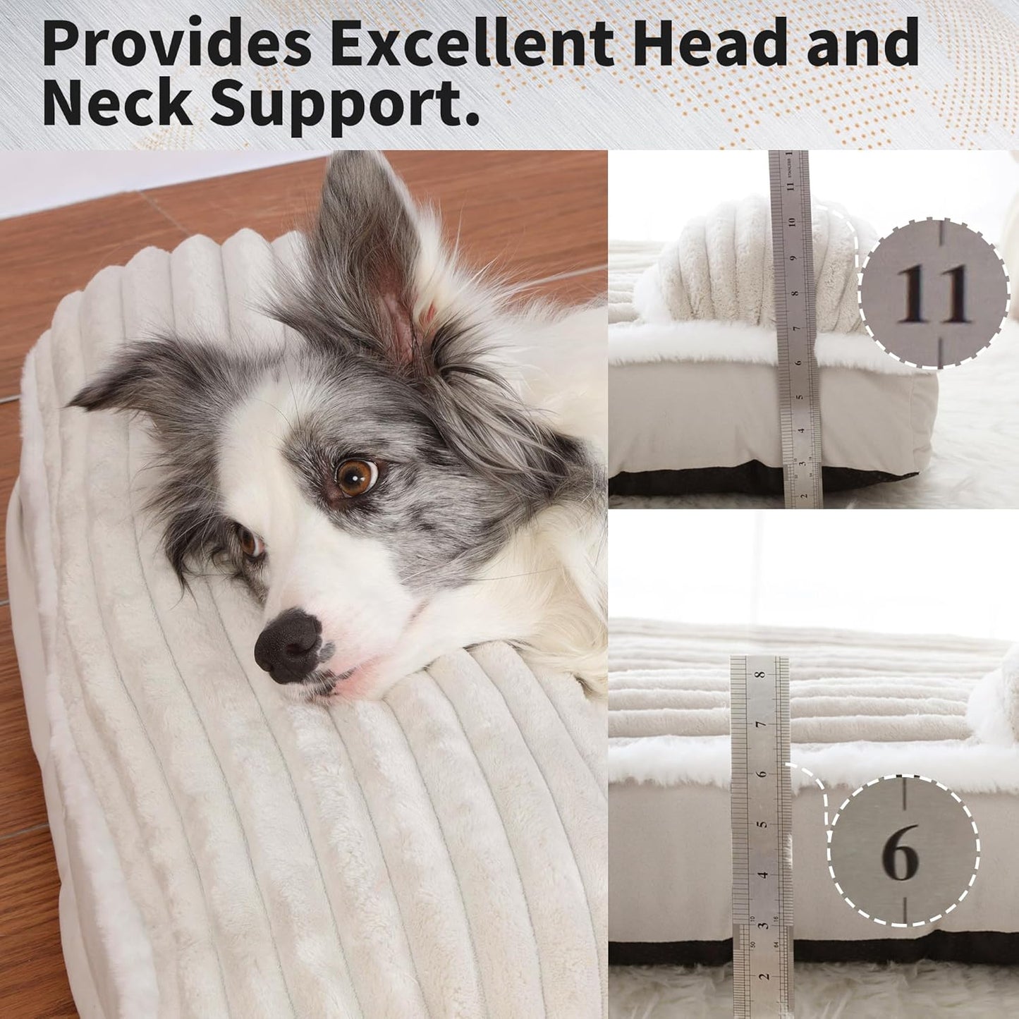 KHONSU PET 베개 포함 강아지 침대 10.2cm(4인치) 정형외과 패드 최대 49.9kg(110파운드) 대형견용 방수 탈착식 커버 세탁기 세탁 가능, XXL 강아지용