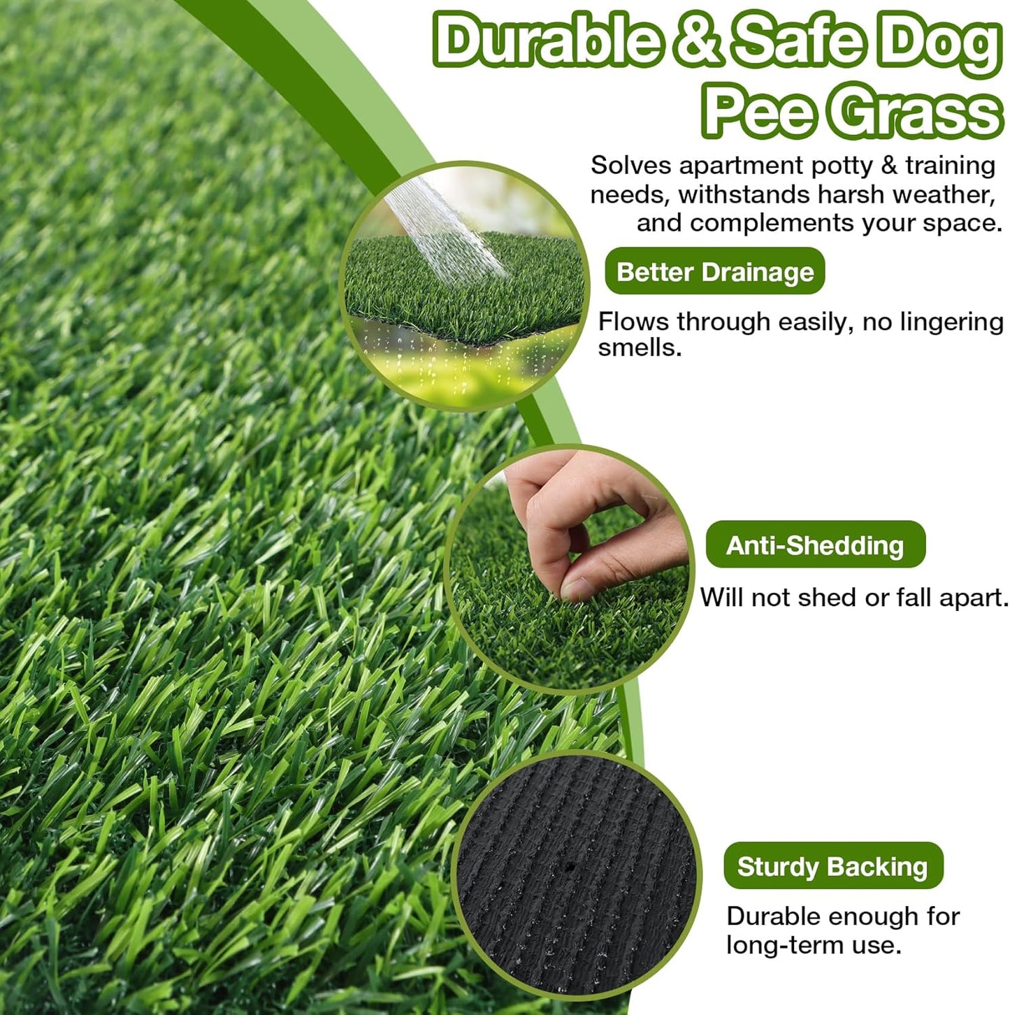TOOKOO Realistic Fake Grass Pee Pad for Dogs Potty Traning - 2 Pack 16"x24" Replacement Pet Artificial Grass Patch Turf Indoor Outdoor Use