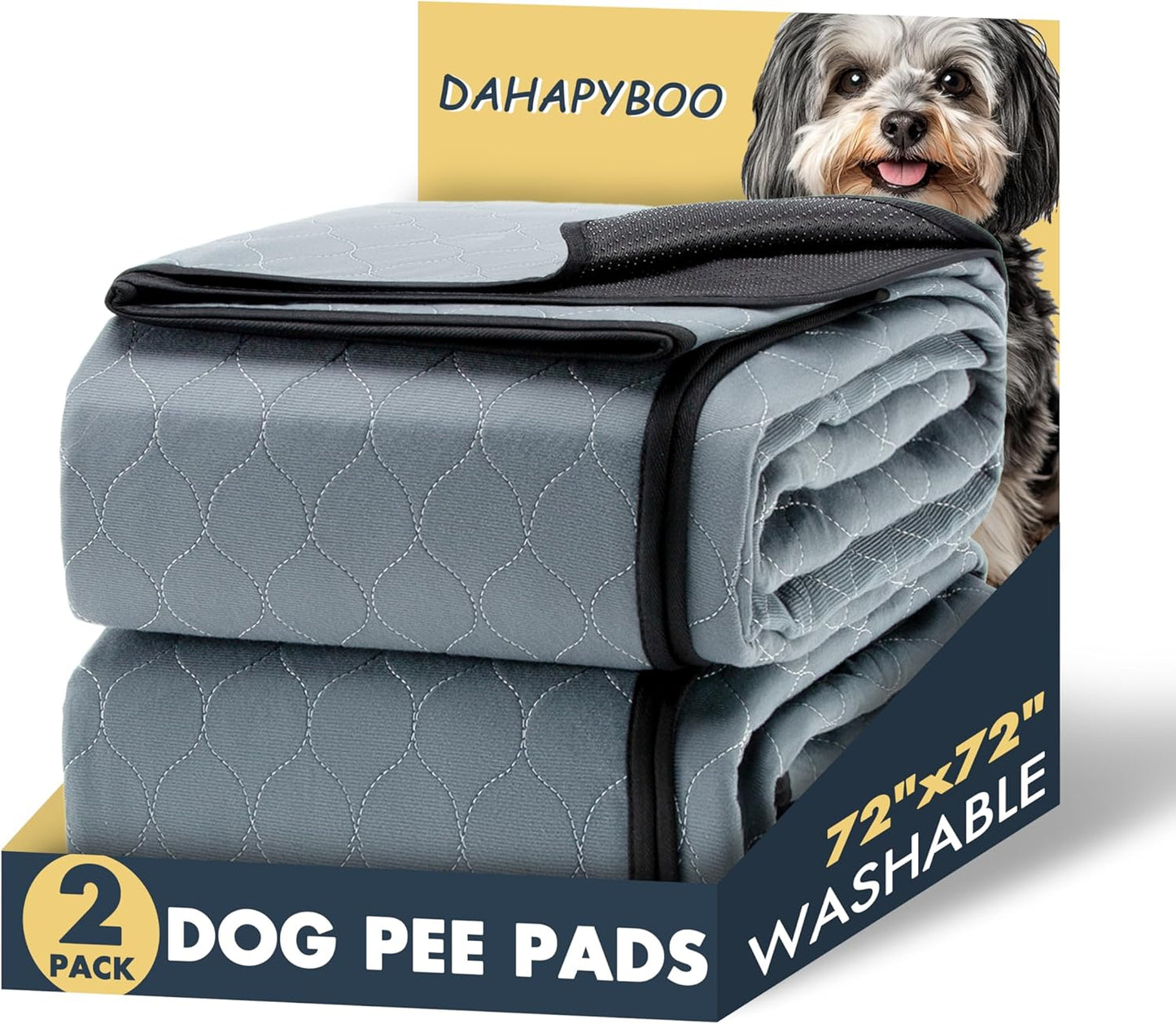 Extra Large Washable Pee Pads for Dogs,2Pack Reusable Puppy Pads for Dogs,72x72 Non-Slip Waterproof Pet Training Pads for Crate, Playpen, Bed, Sofa,Whelping Box, Potty Training