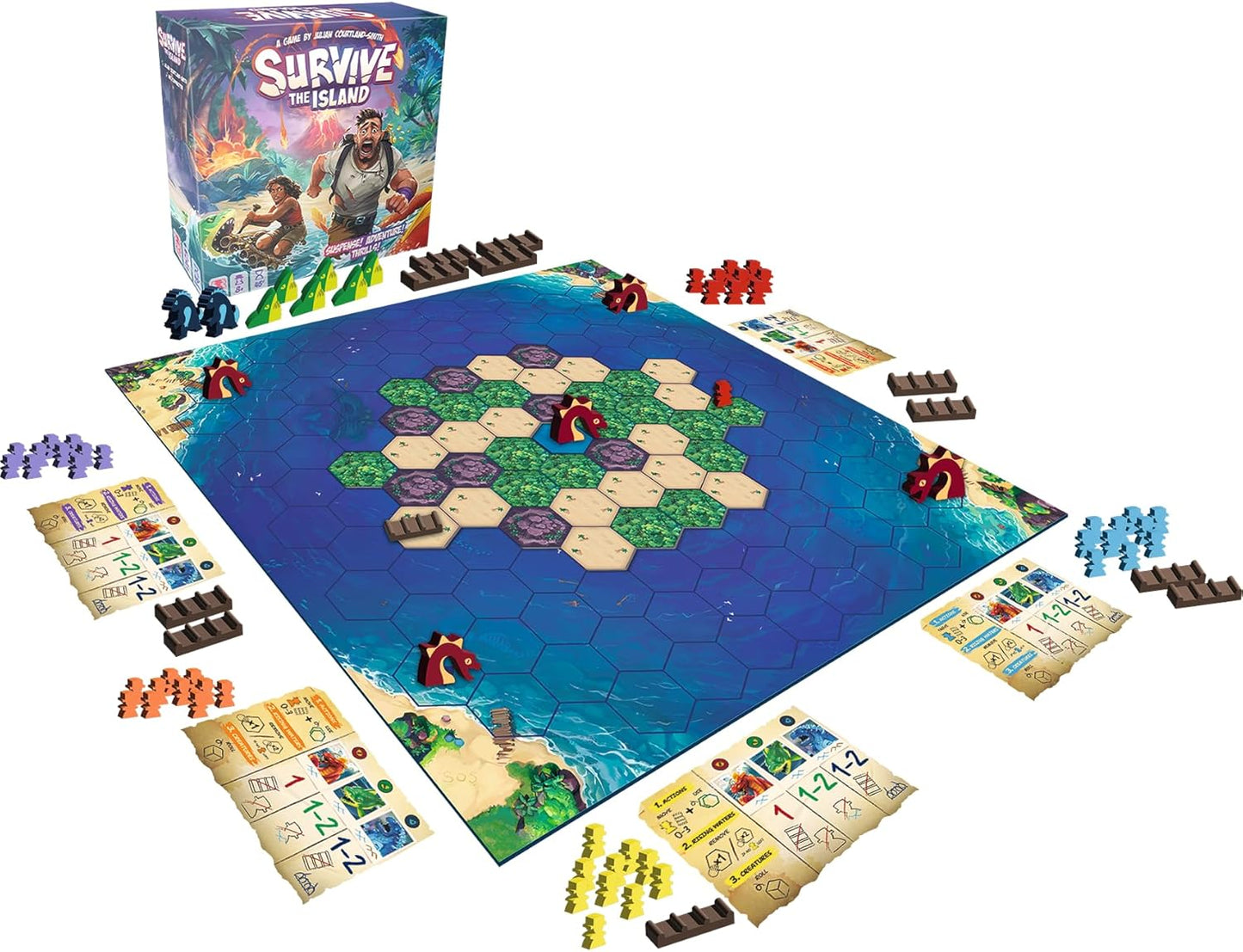 Asmodee Survive The Island Board Game (2024 Edition) - Thrilling Escape Adventure with New Monsters, Fun Strategy Game for Kids & Adults, Ages 8+, 2-5 Players, 45 Minute Playtime