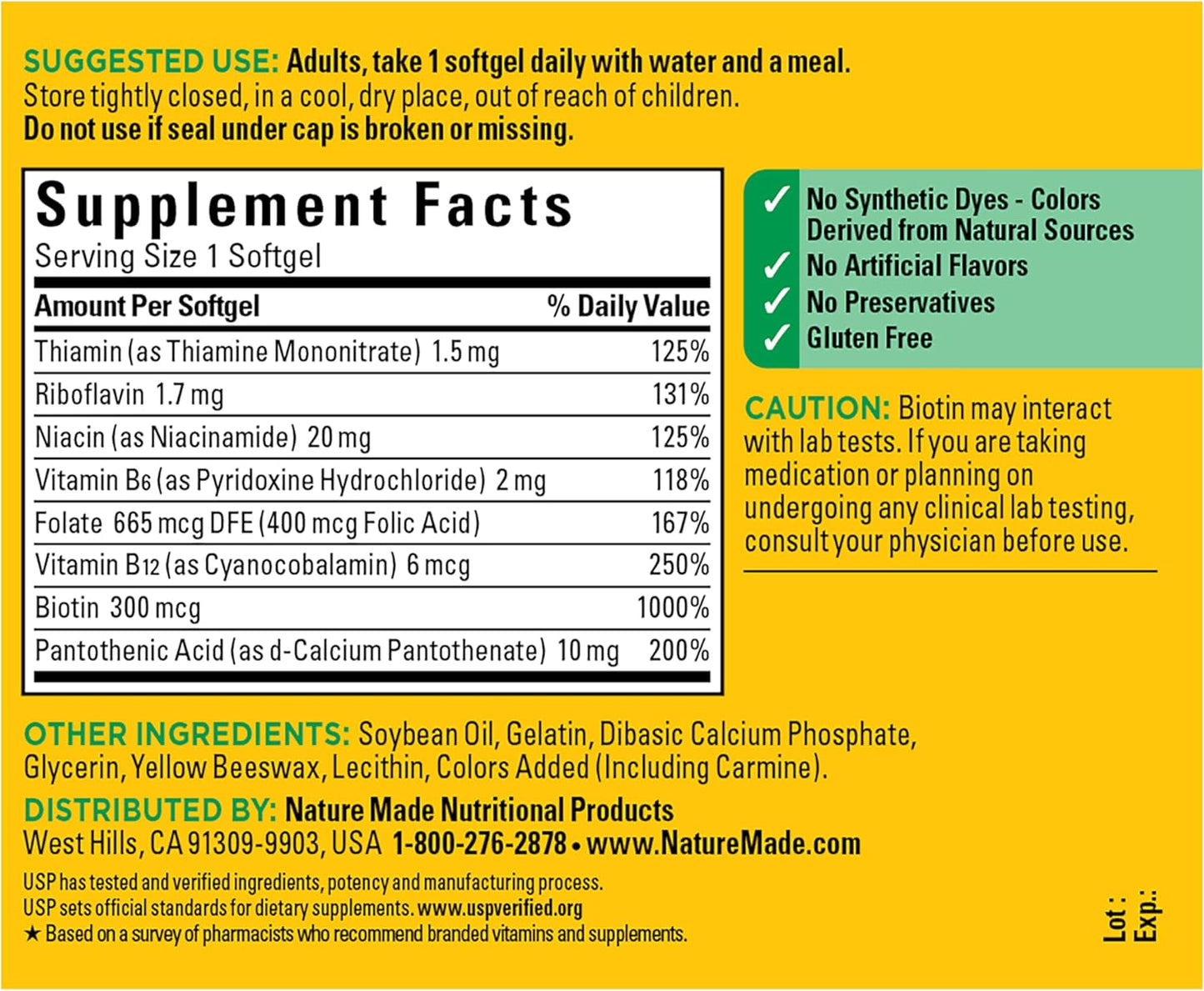 Nature Made Super B Complex Vitamins for Women and Men, Dietary Supplement for Energy Metabolism Support, Super Vitamin B Complex, 160 Softgels, 160 Day Supply
