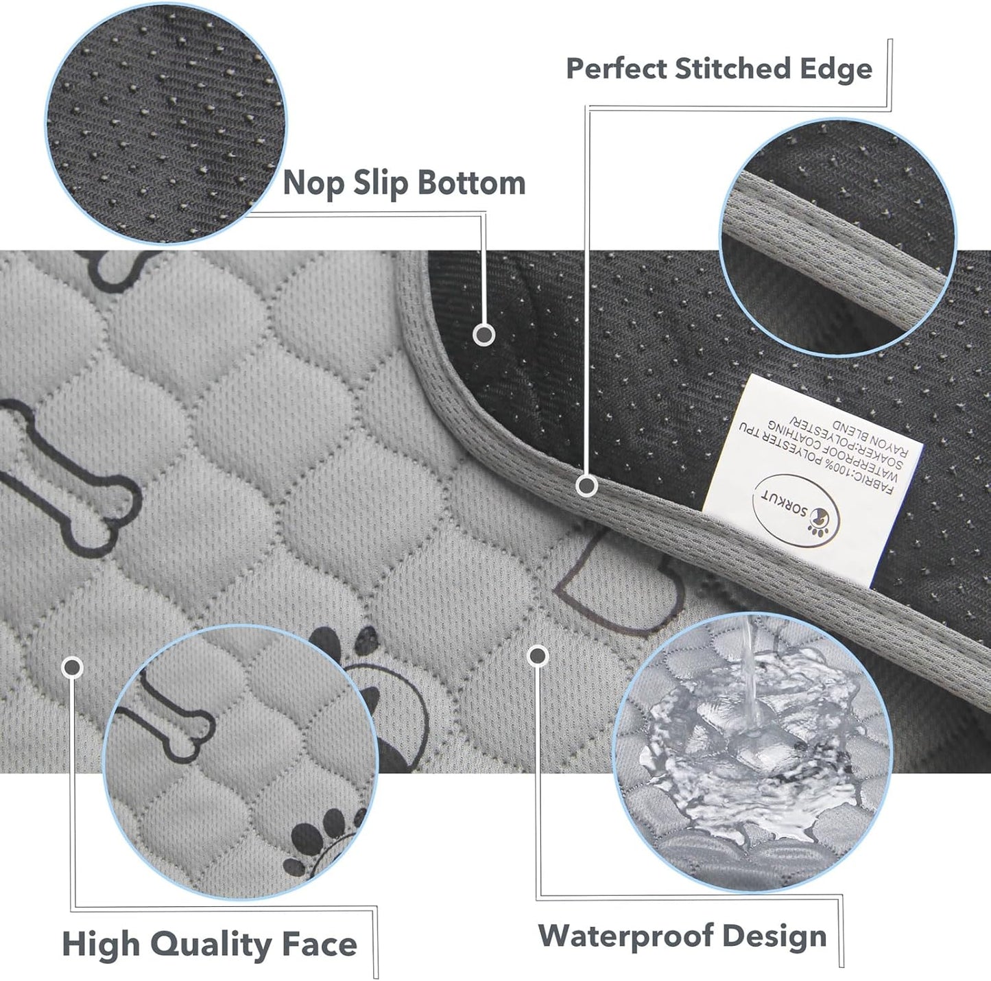 3 Pack 18x24 Reusable Puppy Pads Super Absorbent Washable Pee Pads for Dogs Leakproof Training Mats Waterproof Pet Training Pads for Puppy Playpen, Crate, Whelping Box, Potty Training