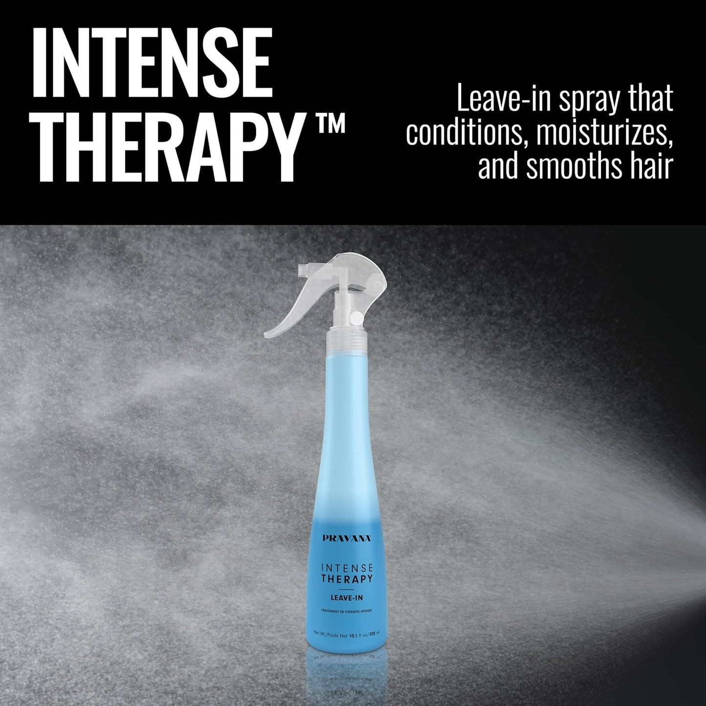 Pravana Intense Therapy Leave-In Conditioner Spray Treatment & Detangler | Instantly Detangles & Hydrates | Equalizes Hair Porosity | For All Hair Types | Strengthens & Softens Hair | 10 Fl Oz