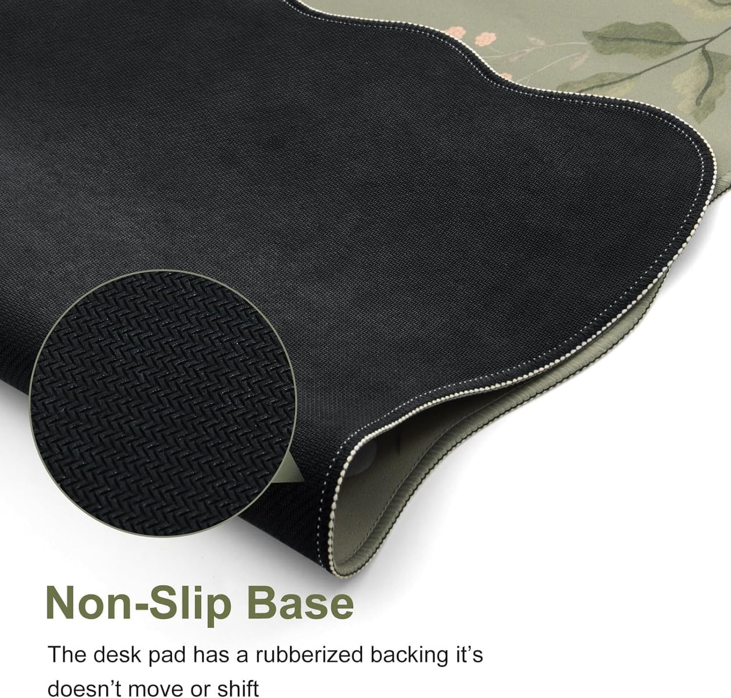 iCasso Scalloped Desk Mat for Keyboard and Mouse, Scalloped Large Mouse Pad, Floral Desk Pad Mat, Anti-Slip Big Mousepad with Stitched Edges for Computer (Bean Green)