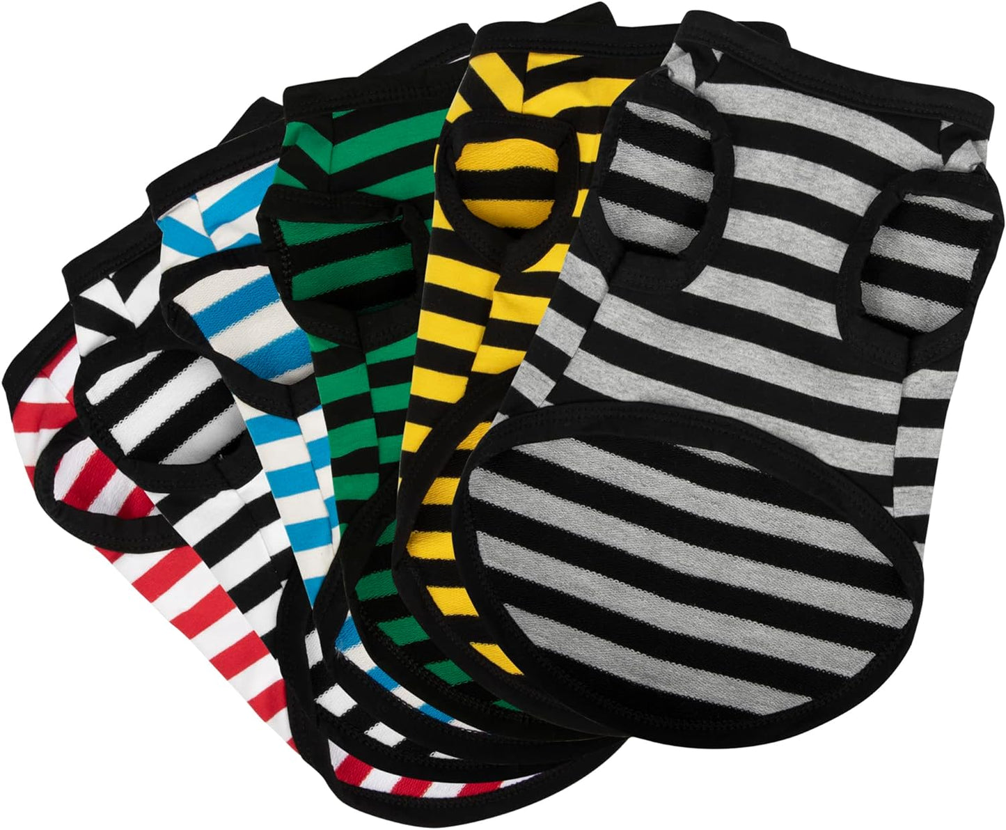 Paiaite 6-Piece Striped Shirt Set: Cotton Sleeveless Puppy Dog Shirts, Breathable Pet Apparel Tank Tops, Colorful Sweatshirts for Small & Medium Dogs