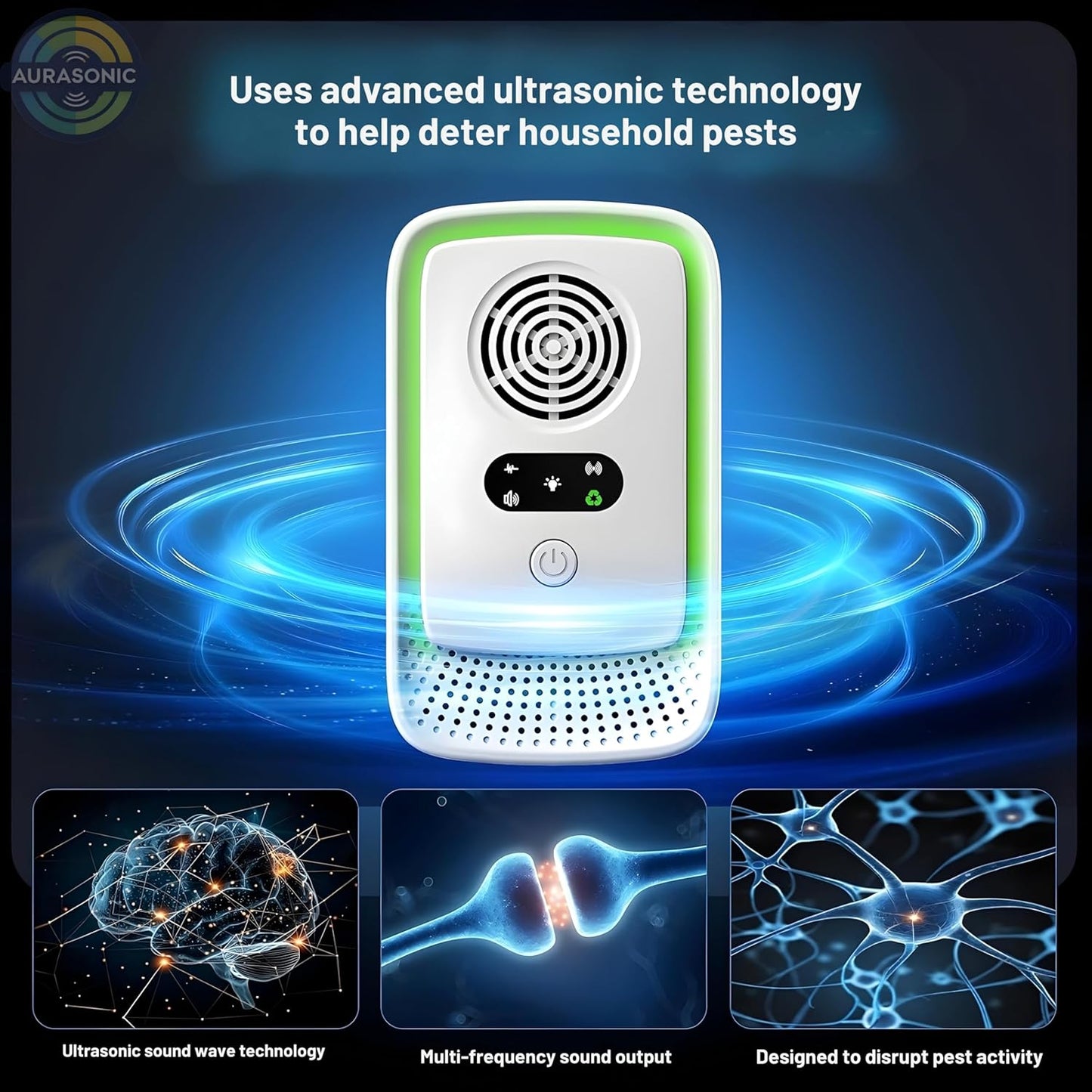 Aurasonic 2026 Upgraded Ultrasonic Pest Repeller Indoor – 6 Pack Plug-in Device for Home, Office & Warehouse