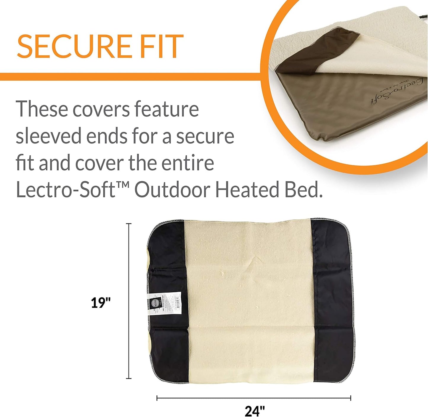 K&H Pet Products Lectro-Soft Outdoor Heated Dog & Cat Bed Replacement Cover, Fits K&H Lectro-Soft Medium Beds (Heated Bed Sold Separately), Machine Washable Fleece Cover - 24 X 19in