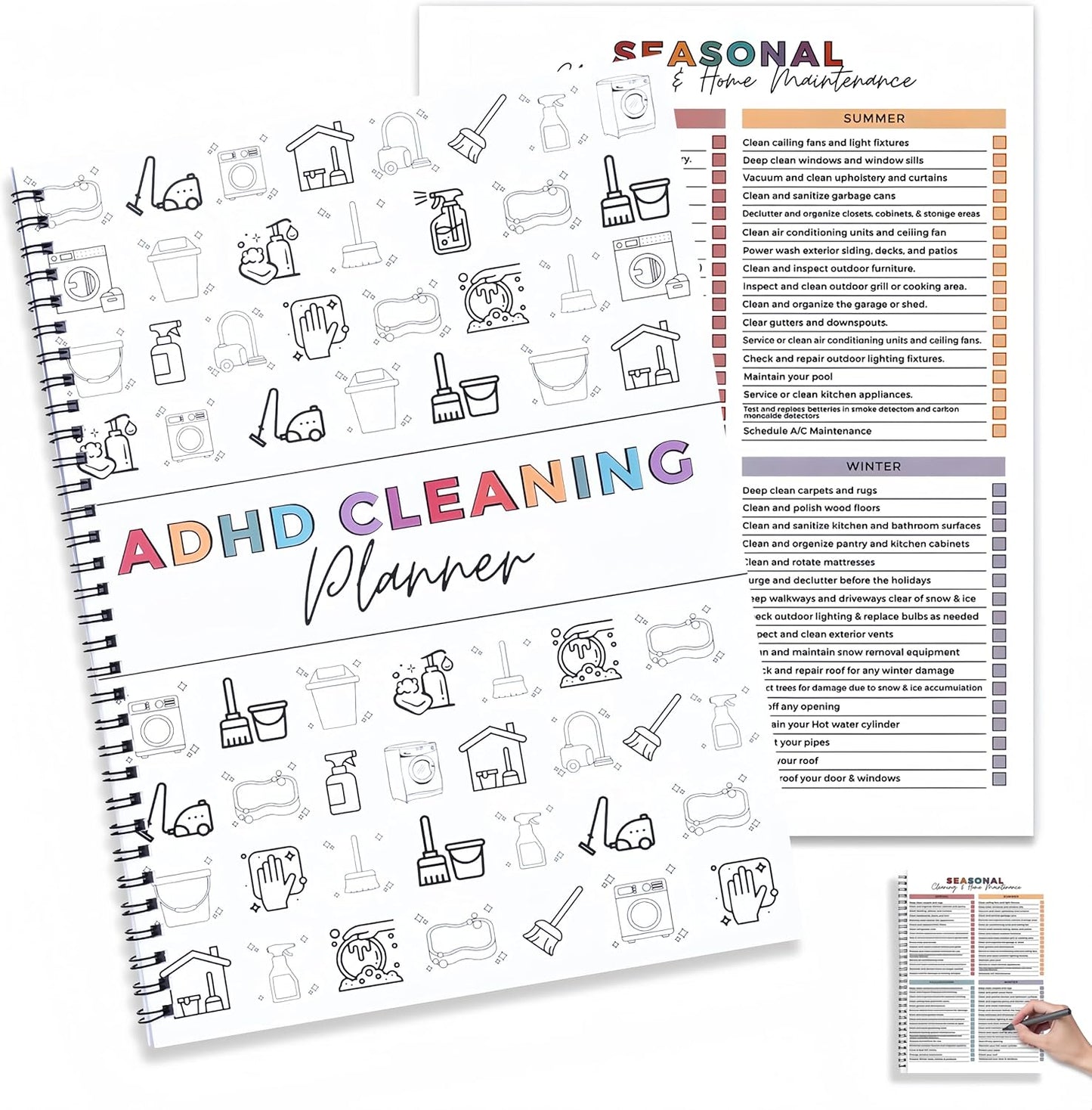 PGJ ADHD Cleaning Planner for Adults – Undated Daily, Weekly & Monthly Cleaning Schedule & Checklist – Household Chores Organizer Notebook for Home Management, Routine Tracking Family Cleaning Tasks