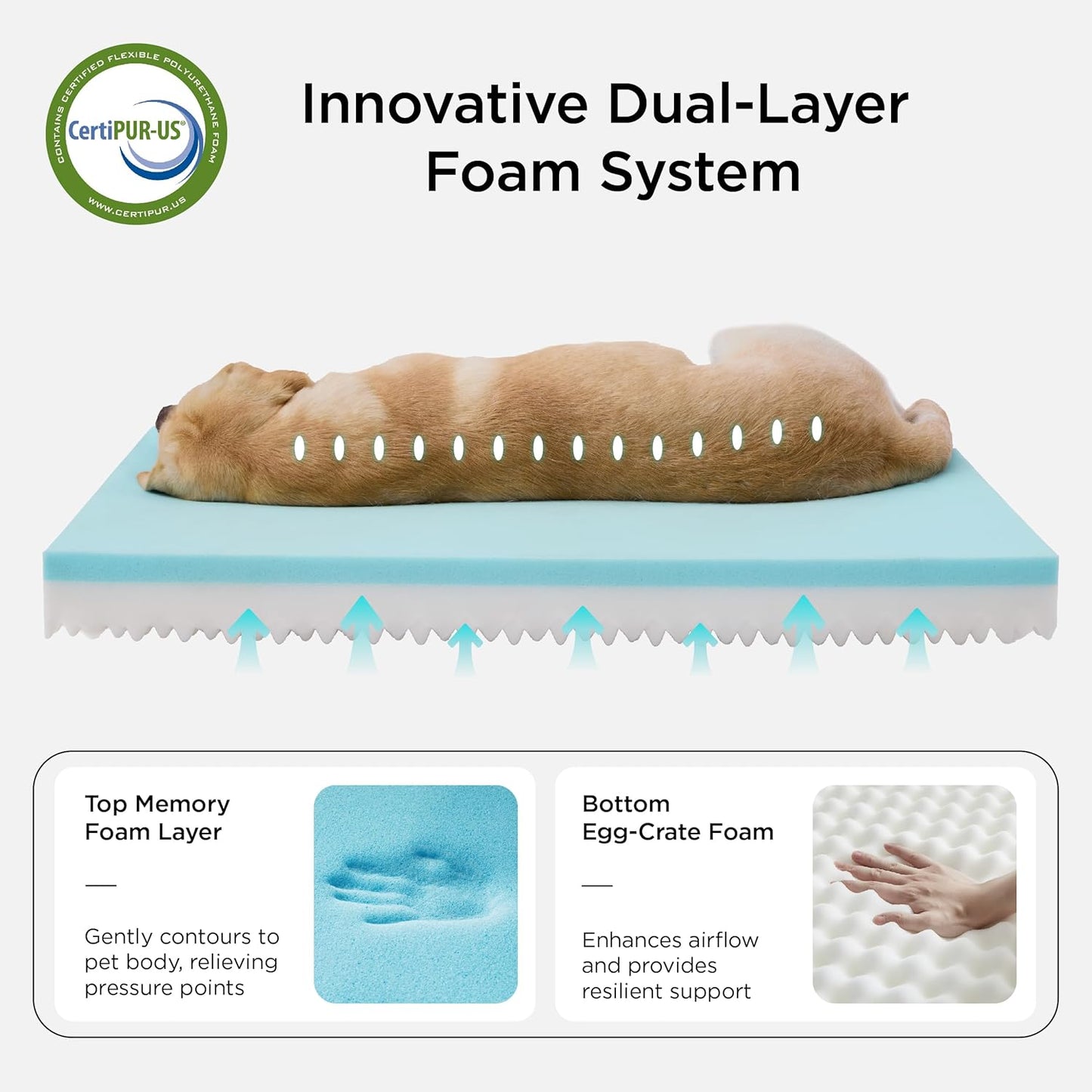 Bedsure Memory Foam Dog Crate Bed for Extra Large Dogs - XL Orthopedic Pet Beds with Removable Washable Cover and Nonskid Bottom - Plush Flannel Fleece Top Pet Mat, Khaki