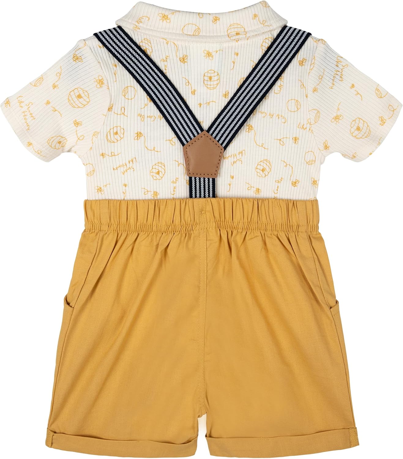 Disney Winnie the Pooh Baby Ribbed Polo Bodysuit and Shorts Outfit Set Newborn to Infant Sizes (Newborn - 24 Months)