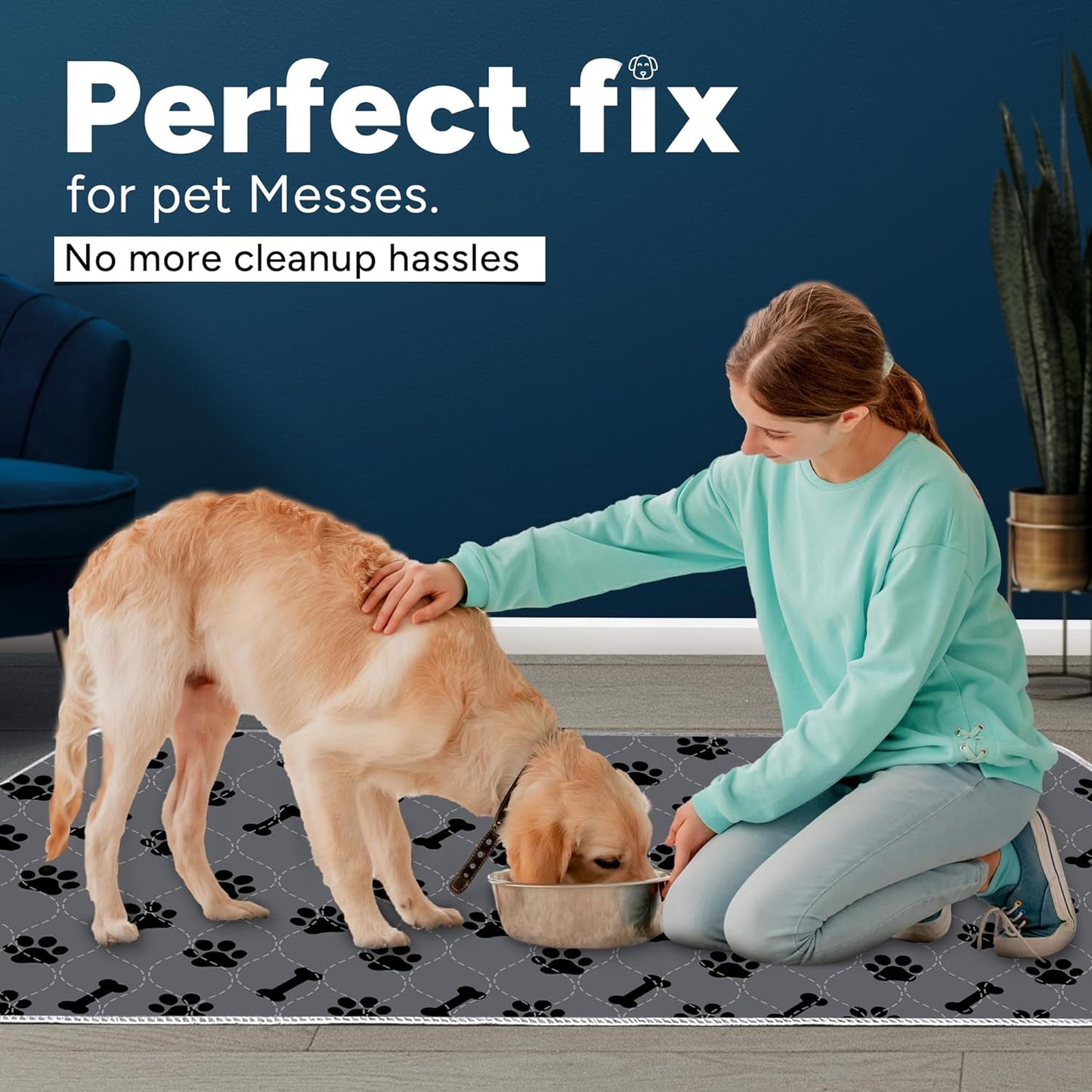Washable Pee Pads for Dogs, 1 Pack 18"x24" Super Absorbent Dog Training Pads,100% Waterproof Non-Slip Dog Pads for Whelping, Reusable Puppy Pads to Protect Your Floor