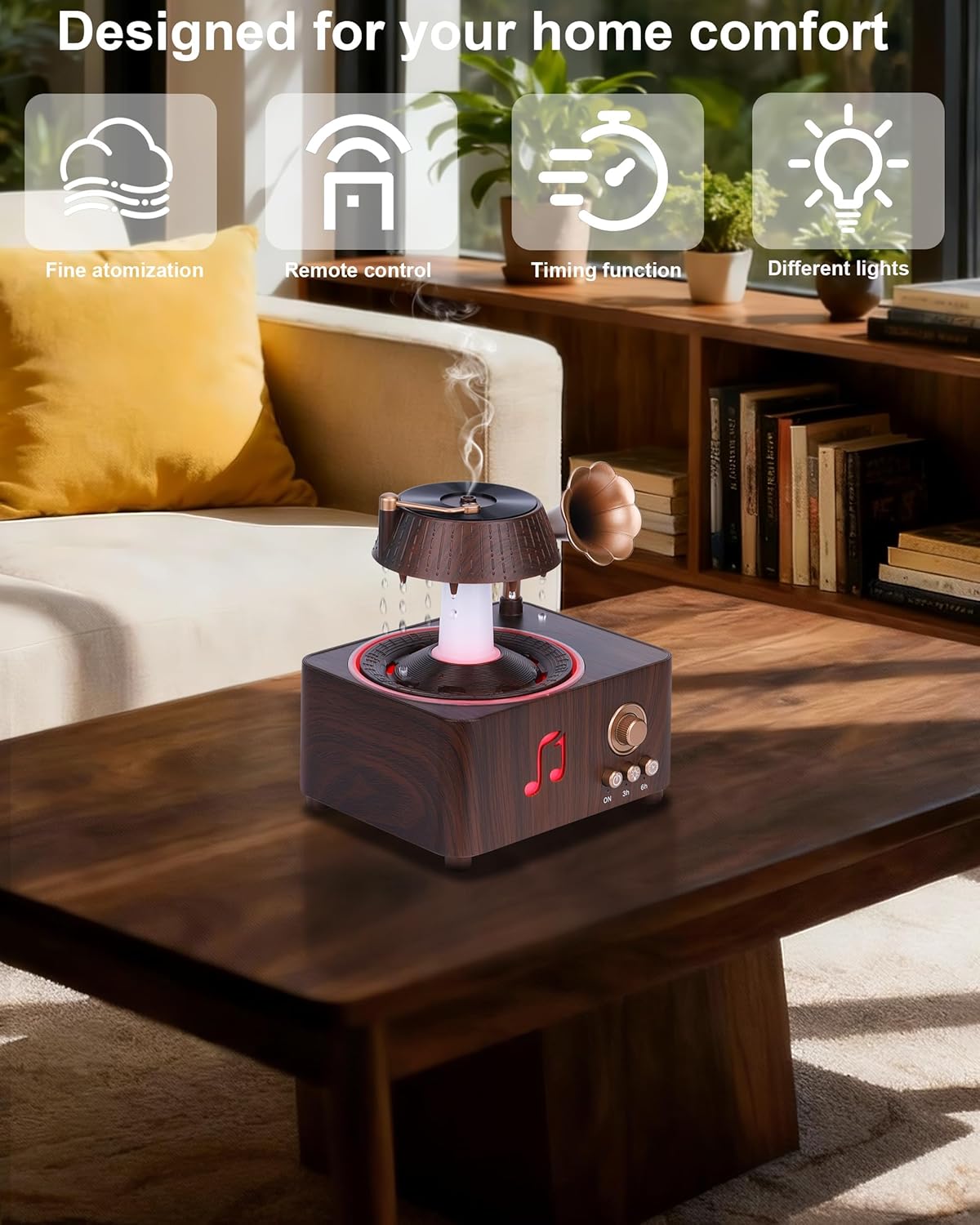 Essential Oil Diffuser, Humidifiers For Bedroom, 250ml Cool Mist Rain Diffuser, 7 Colors LED Ambient Light & Auto Shut-Off When Water Runs Out, for Office, Study Room, Yoga, Relaxation & Home