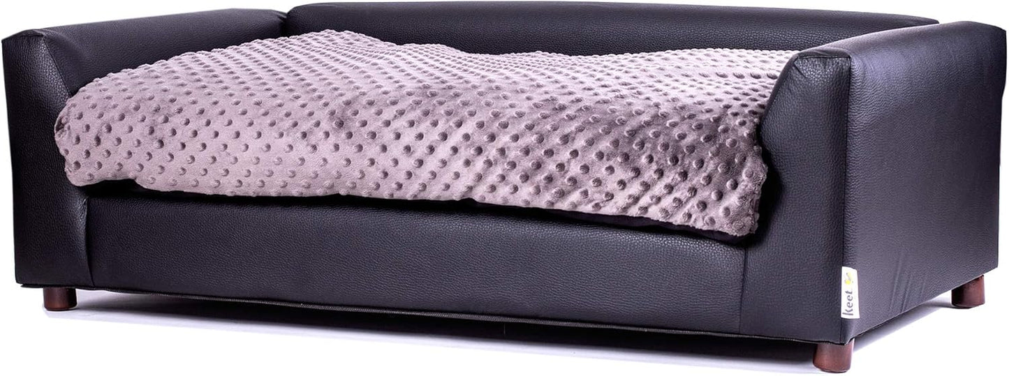 Keet Fluffy Deluxe Pet Bed, Charcoal, Large (40x23x13)