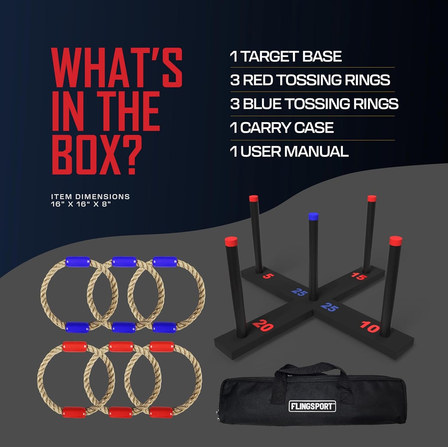 Ring Toss Game, Incl. 6 Rings, Case, Easter Gifts for Kids, Outdoor Yard Games for Kids Adults & Family, Backyard Party Activities, Gifts for Teens, Boys & Girls Ages 8-12+ Years Old