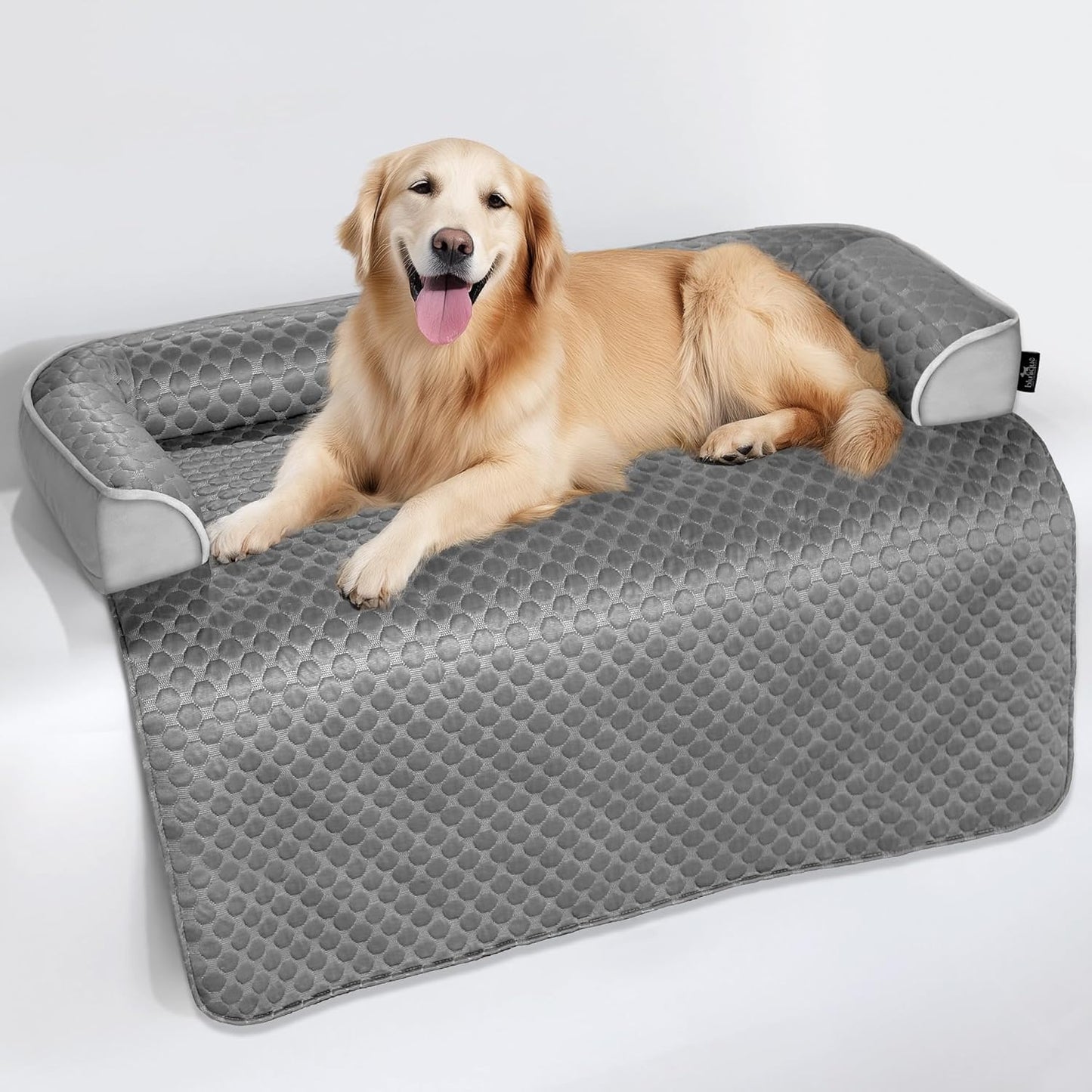 Dog Cooling Mat Large Sized Dog Beds for Couch with Sides, Self Cooling Orthopedic Pet Bed with Removable Washable Cover for Sofa Floor Car, Durable & Non-Gel, 45 x 37 inch, Grey