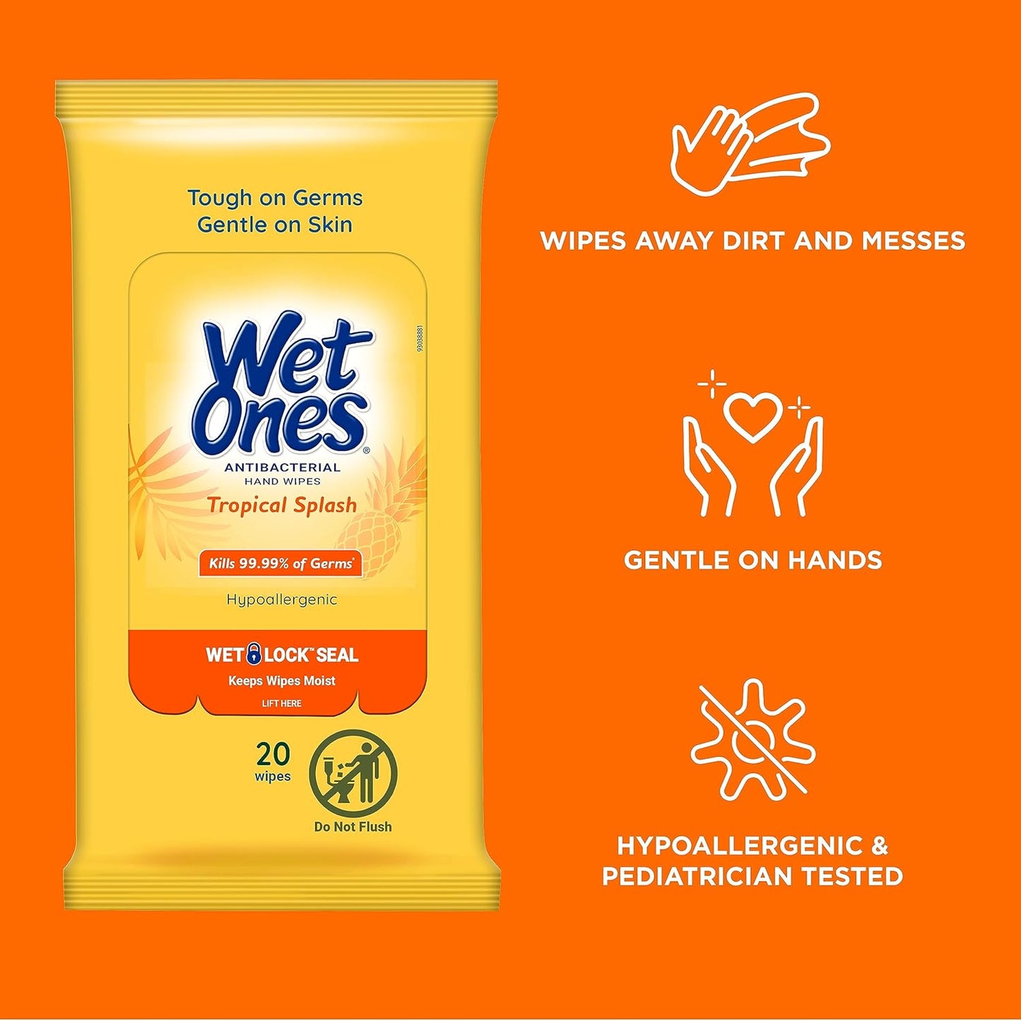 Wet Ones Mixed 13 Piece Bundle of Human & Pet Wet Wipes, Tropical Splash Scent| 10 Packs Antibacterial Wipes, 20 Ct Plus 3 Cannisters for Pets Multi-Purpose Dog Wipes, 50ct