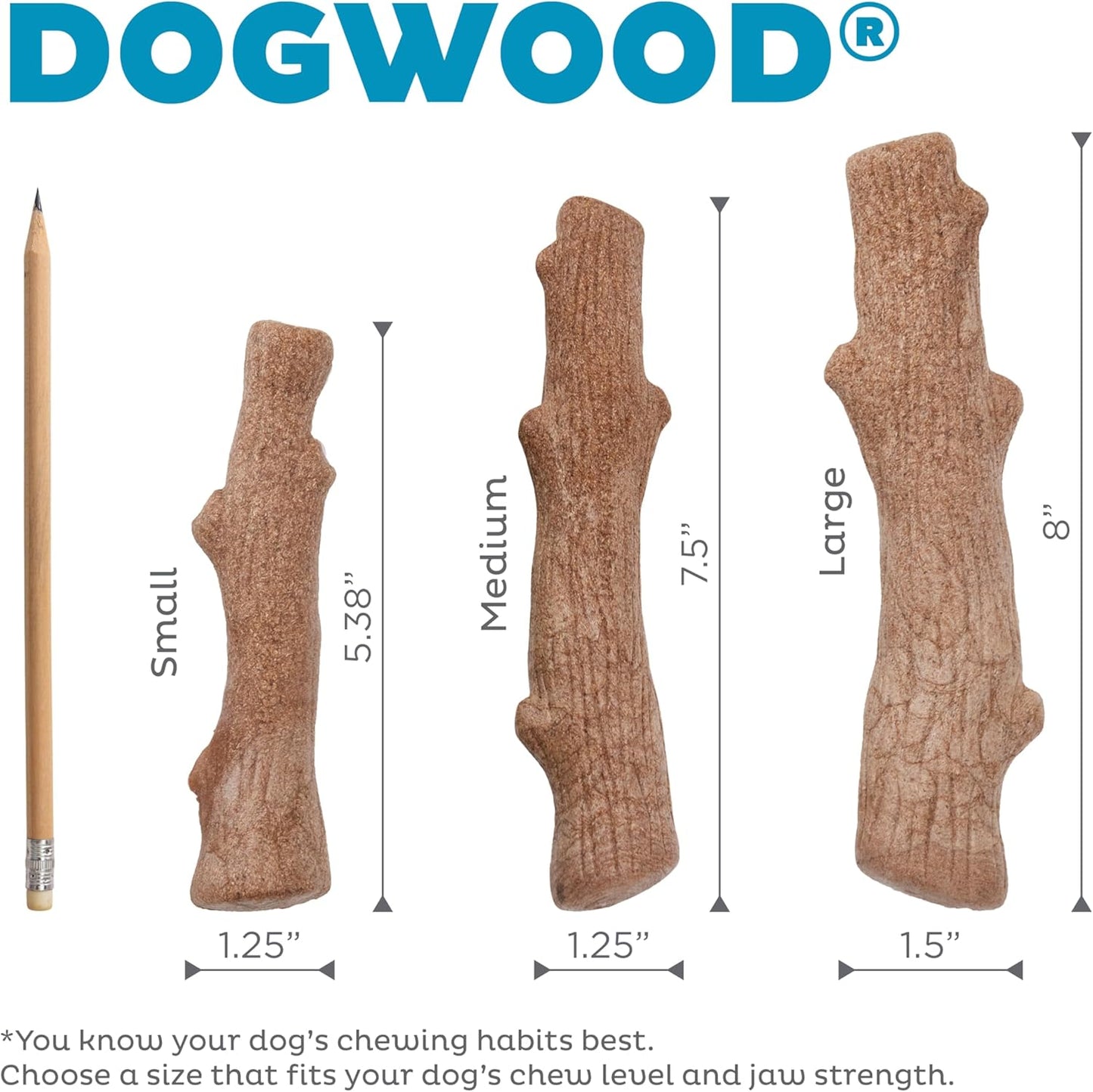 Pupstages Dogwood Mesquite Dog Chew Toy – Real-Wood Blend, Moderate Chewers, Medium, 7.5", 2-Pack (Natural & Mesquite Flavors)