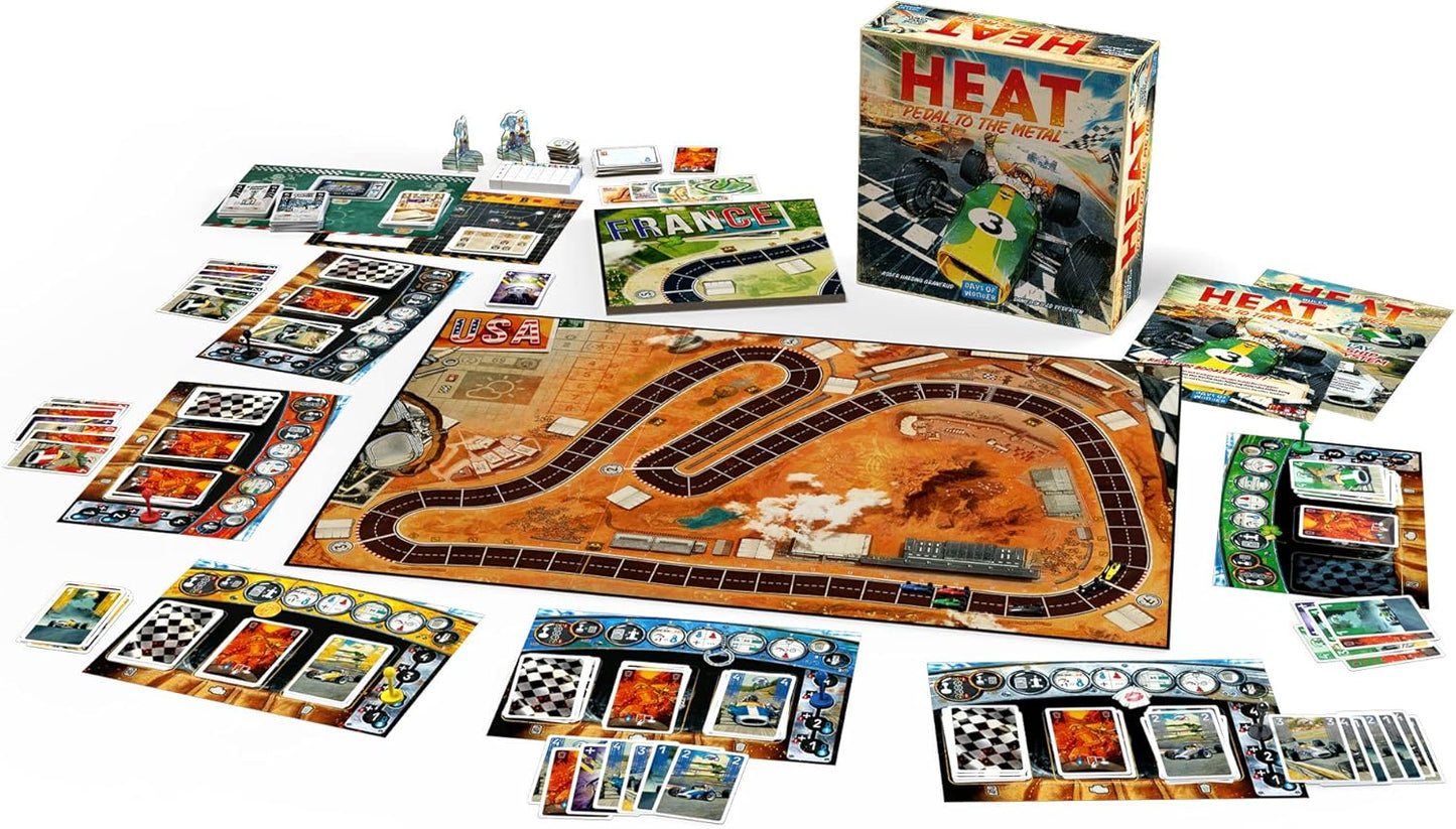 Asmodee HEAT: Pedal to the Metal Board Game - Intense Car Racing and Strategy Game, Fun Family Game for Kids and Adults, Ages 10+, 1-4 Players, 60 Minute Playtime