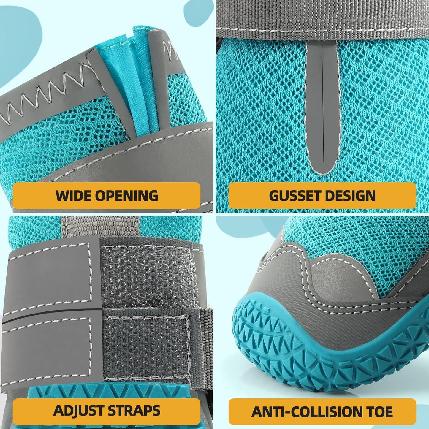 Dog Shoes for Small Dogs, Dog Boots & Paw Protectors for Hardwood Floors, Outdoor Dog Booties for Hot Pavement Winter Snow Hiking, Breathable Dog Shoes with Reflective Strips Blue Size 3