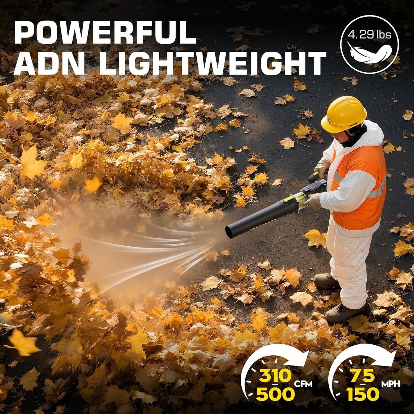 Leaf Blower for Dewalt 20V Battery, Brushless Blower with Variable 5-Speed, Turbo, 0-90° Adjustable Handle, 500 CFM 150-MPH Blowers for Lawn Care, Patio Cleaning (Black)