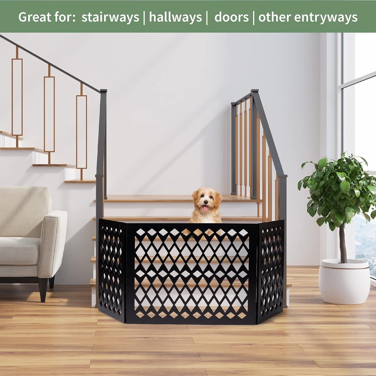 Free Standing Pet Gate | Pet Gate for Small Dogs | Free Standing Dog Gate for Stairs | Freestanding Dog Gates for Doorways | Freestanding Pet Gates | Width 23.5-47 inch | Height 18.75 inch (Diamond)