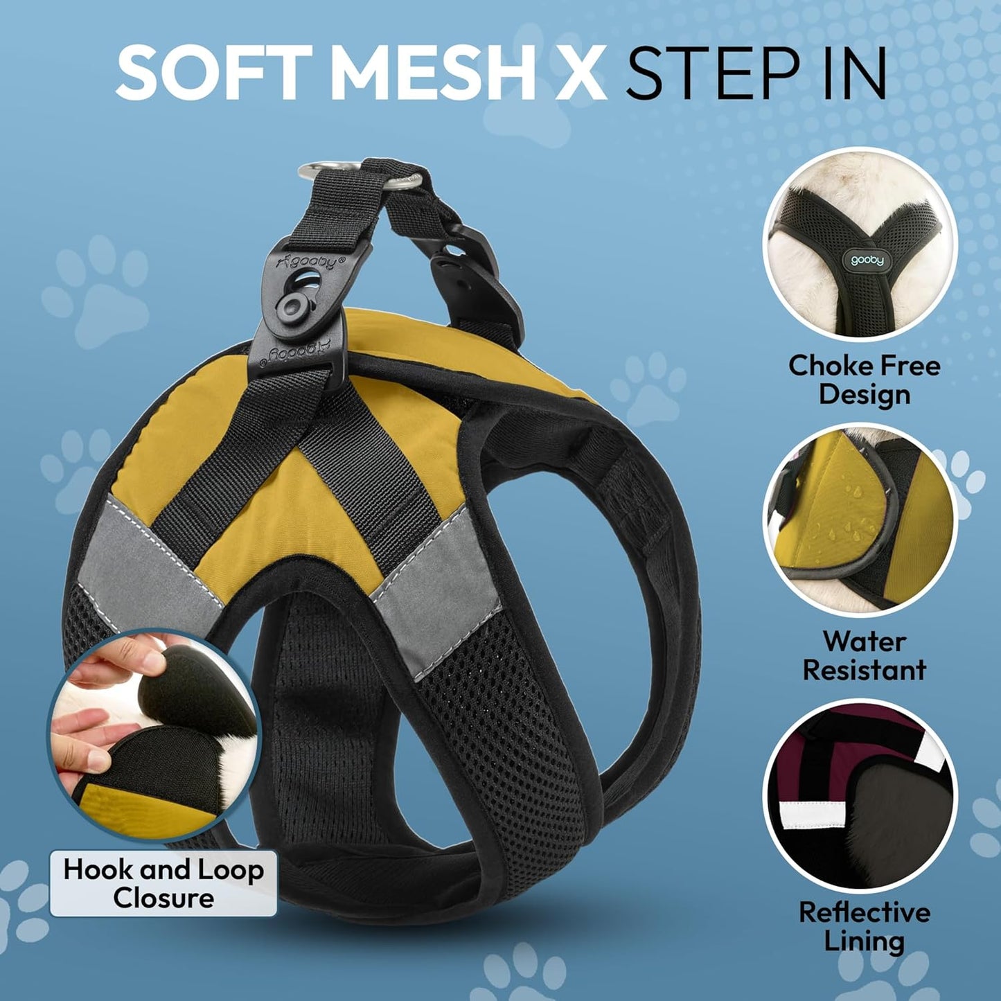 Gooby Soft Mesh X Step in Dog Harness - Yellow, X-Small
