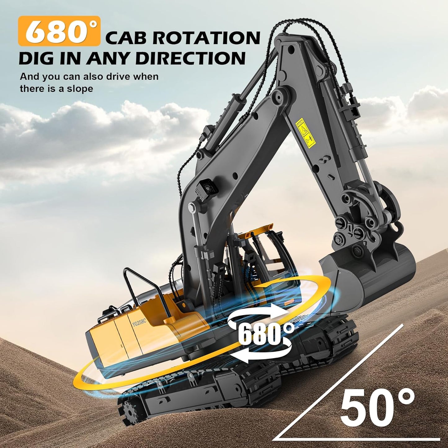 Remote Control Excavator Toy for Boys 6-11 yrs Old,11-Channel RC Excavator Toy,with Metal Shovel,2.4Ghz RC Construction Vehicle,Ideal Gifts for Kids on