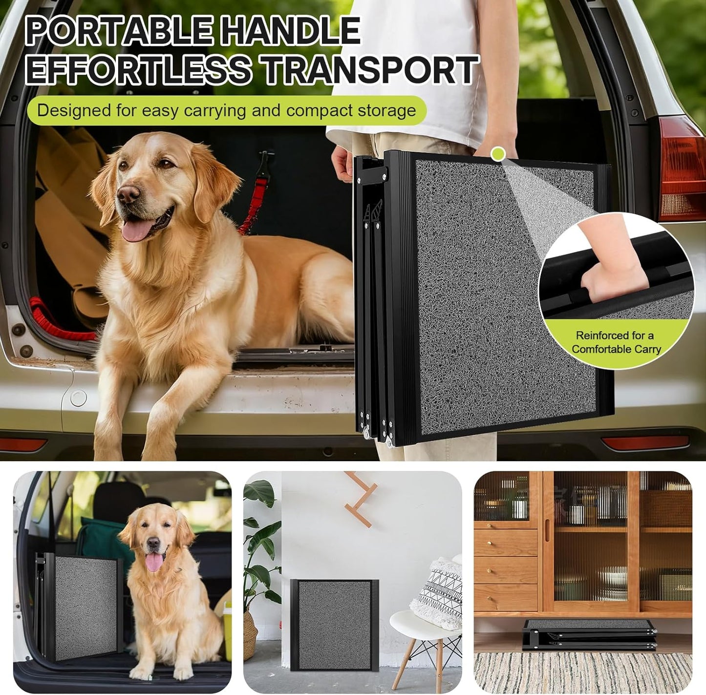 Lightweight Aluminum Dog Ramp for Women & Seniors - 67" Folding Car Ramp for Large Dogs to 250lbs | Portable Pet Ramp with Non-Slip Surface for Safe SUV, Truck Entry & Joint Care for Senior Pets
