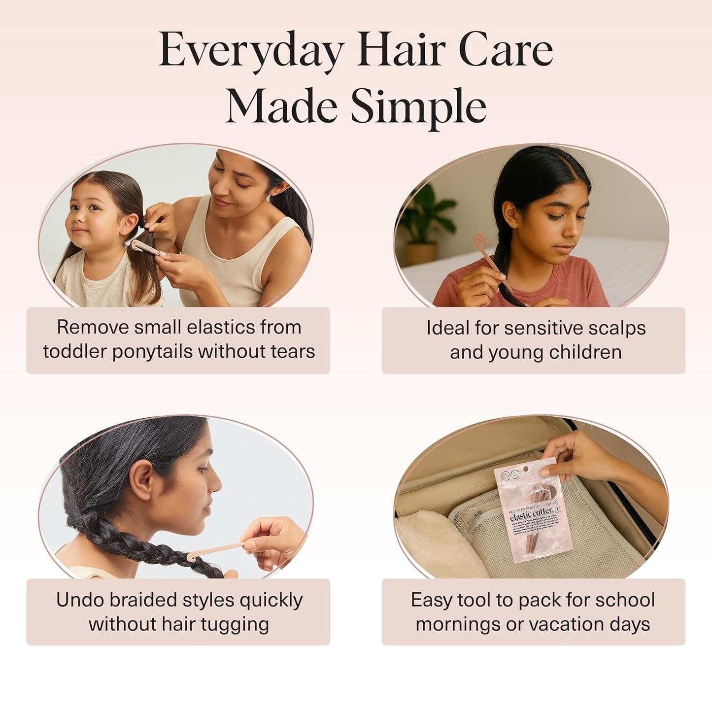 Kitsch Elastic Hair Tie Cutter Tool – Gentle, No Pull For Easy Elastic Bands For Hair Removal | Hair Rubber Bands Cutter | Ideal Gifts for Women – Multicolor, 3pc Set