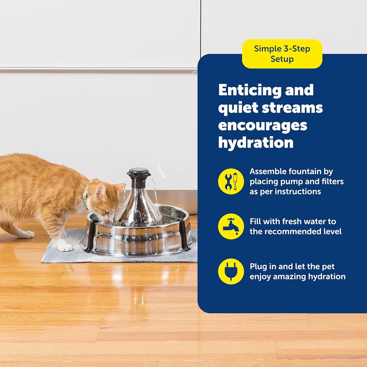 PetSafe Drinkwell Stainless Steel 360 Multiple Pet Fountain - Scratch and Rust Resistant Automatic Water Dispenser for Cats or Dogs - Adjustable Flow Control - 128 Ounce (3.8 Liter) - Filters Included