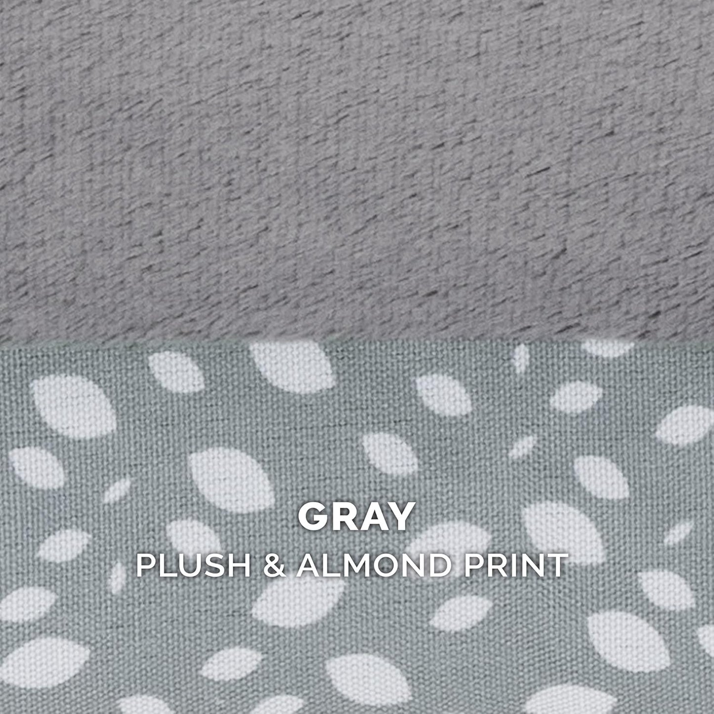 FurHaven Supportive Cooling Memory Foam L Chaise Dog Bed with Washable & Removable Cover - Plush & Almond Print - Gray Almonds, Dogs Up to 35 lbs - Medium