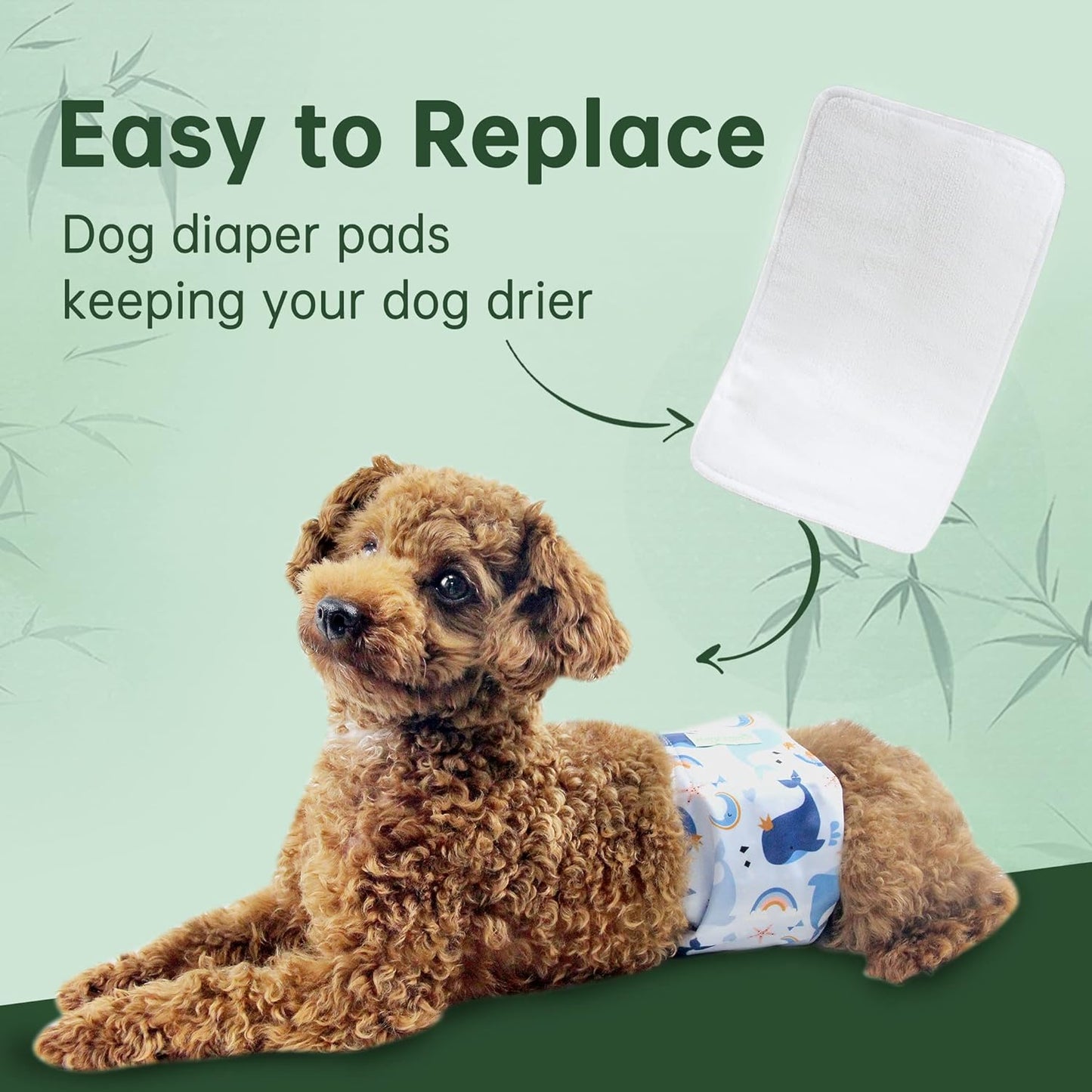 Wegreeco Dog Diaper Pads - Bundle of 10 - (Male Small,3.5"x8.7")