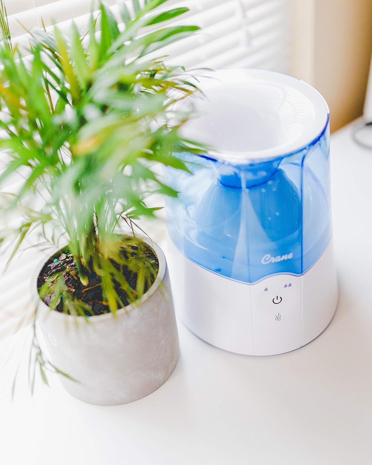 Crane Steam Inhaler & Warm Mist Humidifier, 0.5 Gallon, Humidifier FSA Eligible, Blue & White, Ideal Humidifiers for Bedroom, Sinus Inhaler, Vaporizer HSA, Vaporizer For Congestion