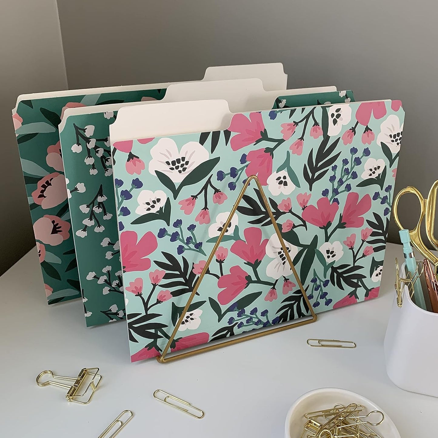 Cute File Folders, Set of 12 3-Tab Letter Size Decorative File Folders Boho Colored Manilla 8.5 x 11 Filing – Pretty Designer Home Office School Supplies (Blossom)