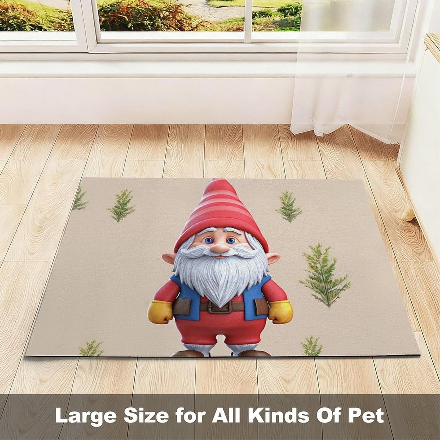 Dog Food Mat Pet Leather Tablecloth Cute Gnome Pet Feeding Mat Anti-Slip Dog Bowl Mats Absorbent Pet Placemats for Dogs Protect Floor Dogs Pad for Food and Water