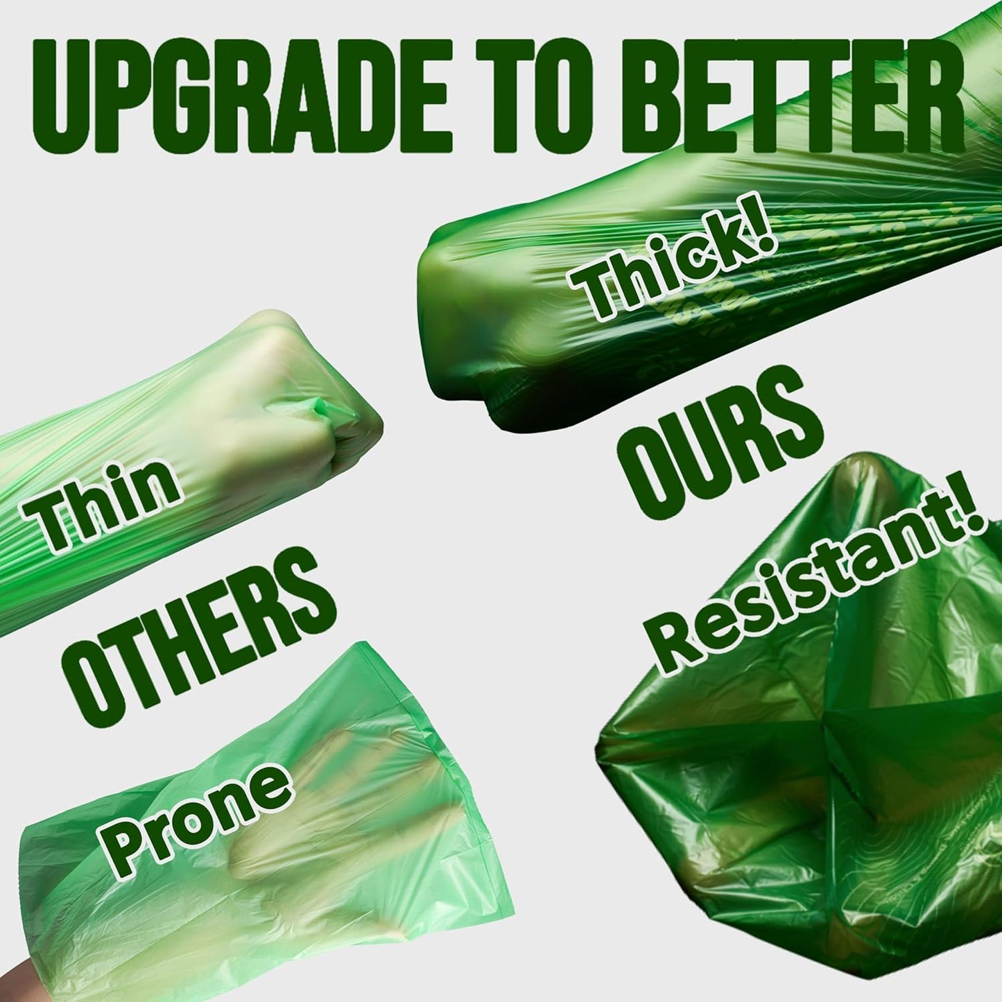 Ultra Thick & Deep RockRhino Dog Poop Bags for Large & XL Breeds | 4-Layer Interlocking Bottom | 100% Home Compostable, 0% Plastic | Vanilla-Scented | 60 Bags, Easy Open Tie Handles, Not for Scooper
