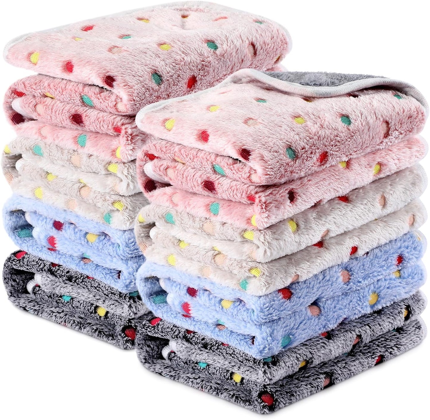 Tudomro 8 Pcs Guinea Pig Blankets Washable Small Pet Fleece Bedding Cage Liners Double Sided Pet Reusable Sleep Mat Pad Cover for Ferret Chinchilla Furniture Protection(Dot,16 x 24 Inch)