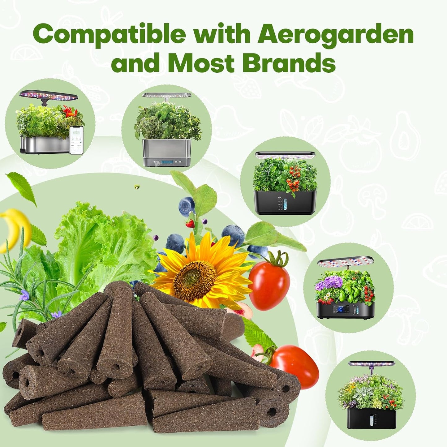 Ahopegarden 86PCS Hydroponic Pods Kit: Grow Anything Herb Kits with 600ml A&B Plant Food, 40 Grow Sponges, 40 Labels, 1 Tweezer - Hydroponics Supplies for Aerogarden&Most Brand Herb Garden