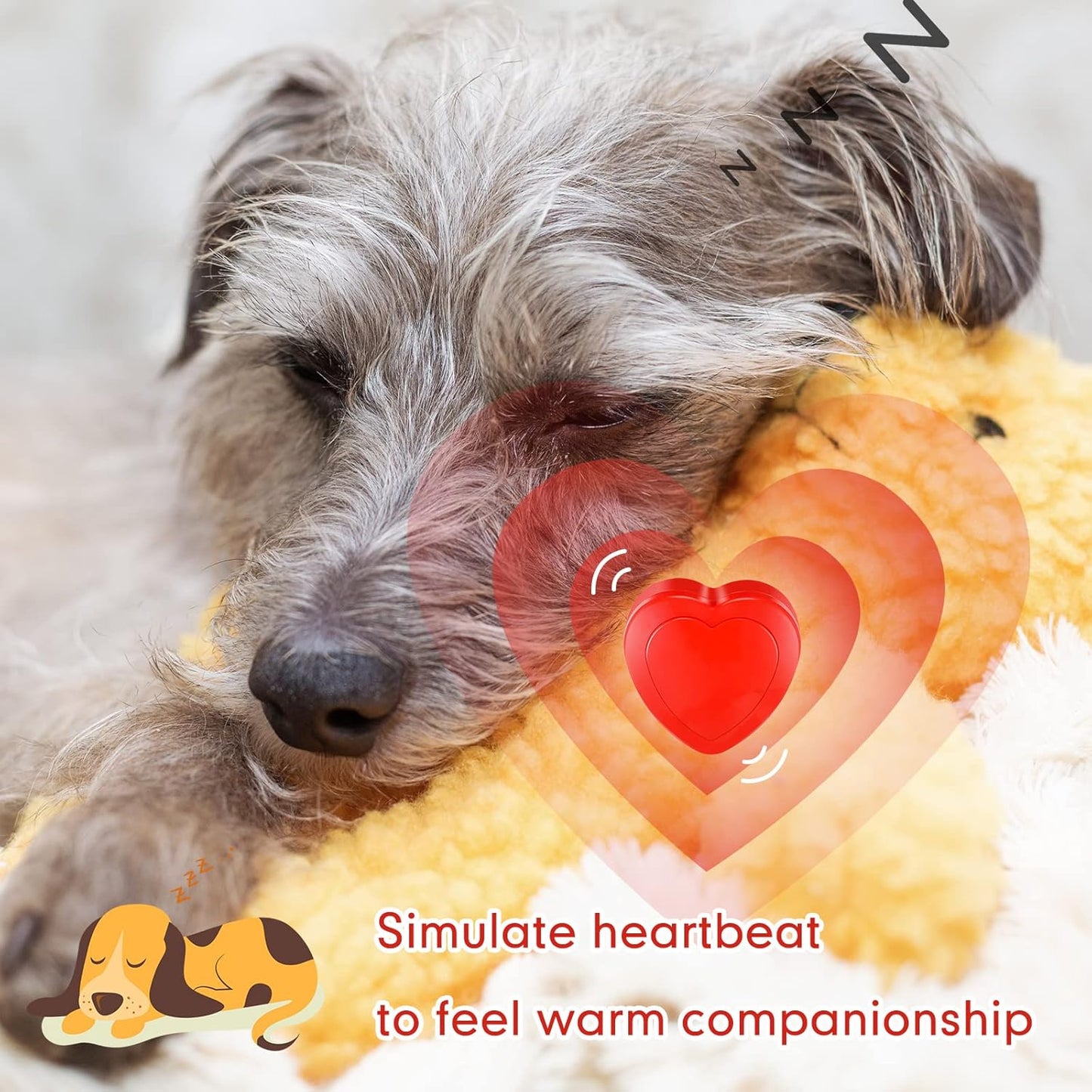 Lenwen 2 Pcs Heartbeat Replacement Soother Heartbeat Simulator Red Puppy Heartbeat for Puppy Sleep Aid Replacement Pulsing Heartbeat for Pets Cats Dog Anxiety Relief Sleep Aid Calming Plush Toys