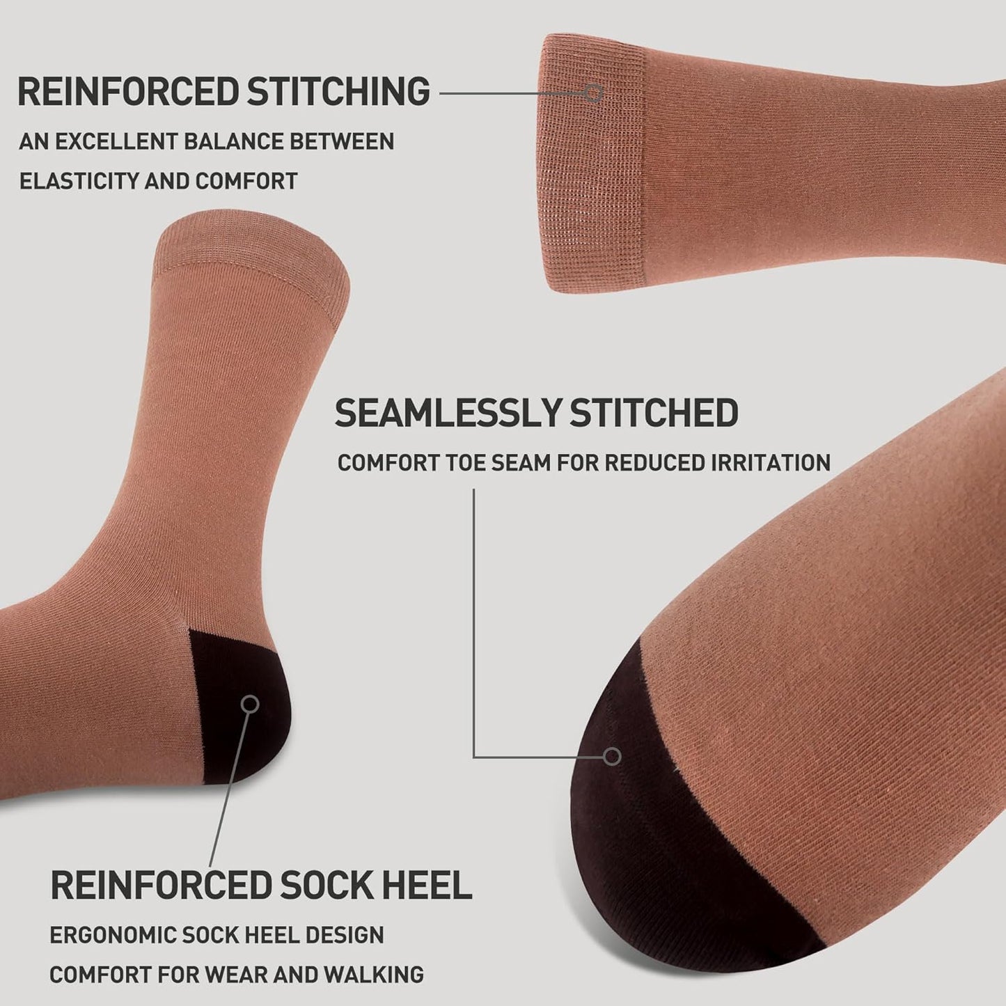 WeciBor Men's Patterned Dress Socks - 6/12 Pairs Seamless Cotton Crew Socks for Business, Office & Daily Wear