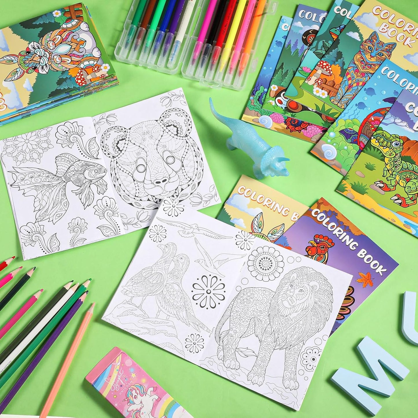 Pasimy 48 Pcs Animals Coloring Books DIY Mandala Ocean Jungle Animal Coloring Book Mini Holiday Activity Supplies for Kids Adult Party Favors Gift Bags Filler Classroom Activity